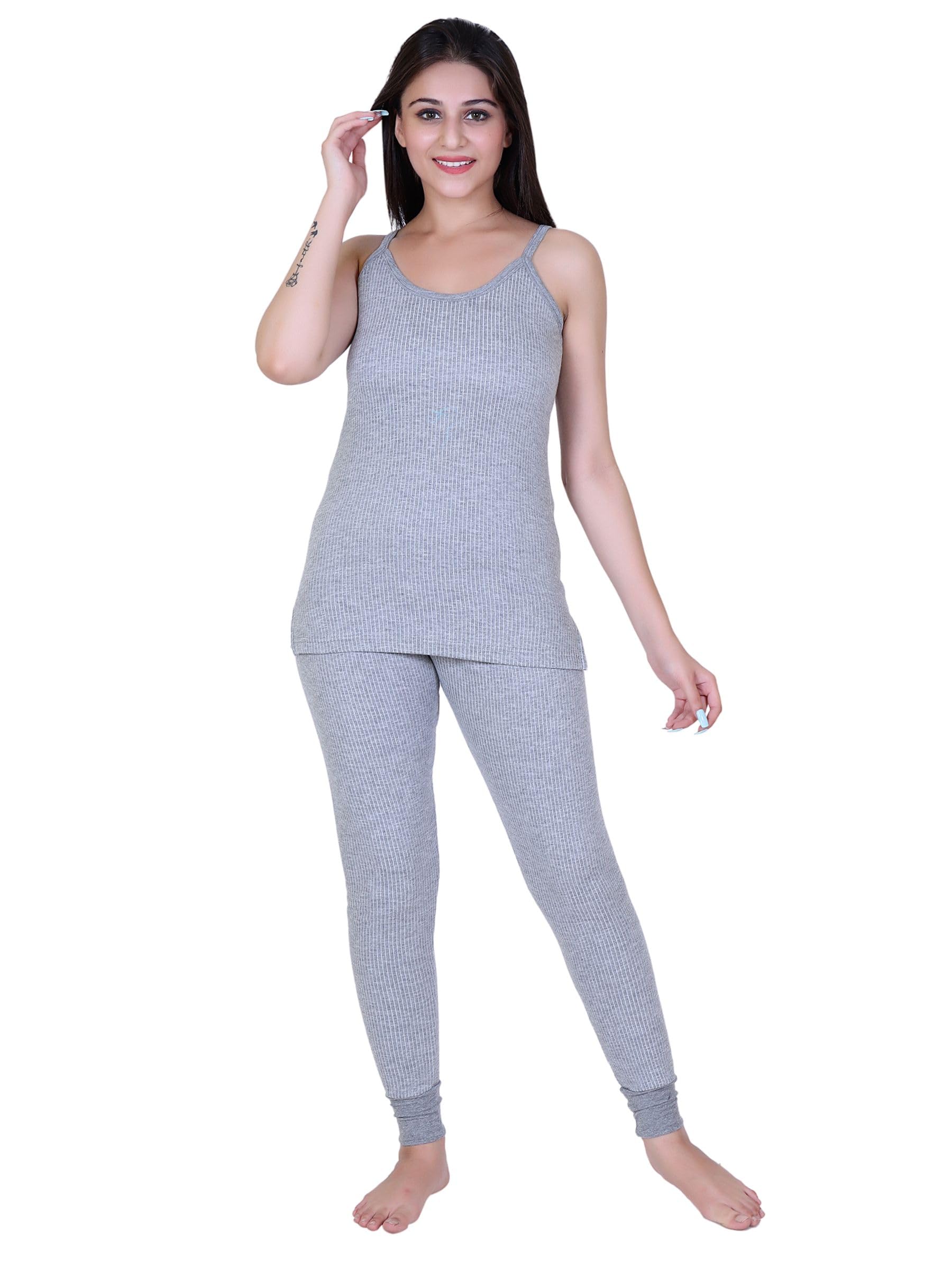 Womens Thermal Body Warmer Top & Bottom Set | Sleeveless Women's Scoop Neck | Ultra Soft Sleeveless Winter Inner Wear (Pack of 1) (Light Grey, 95/L)-image-47