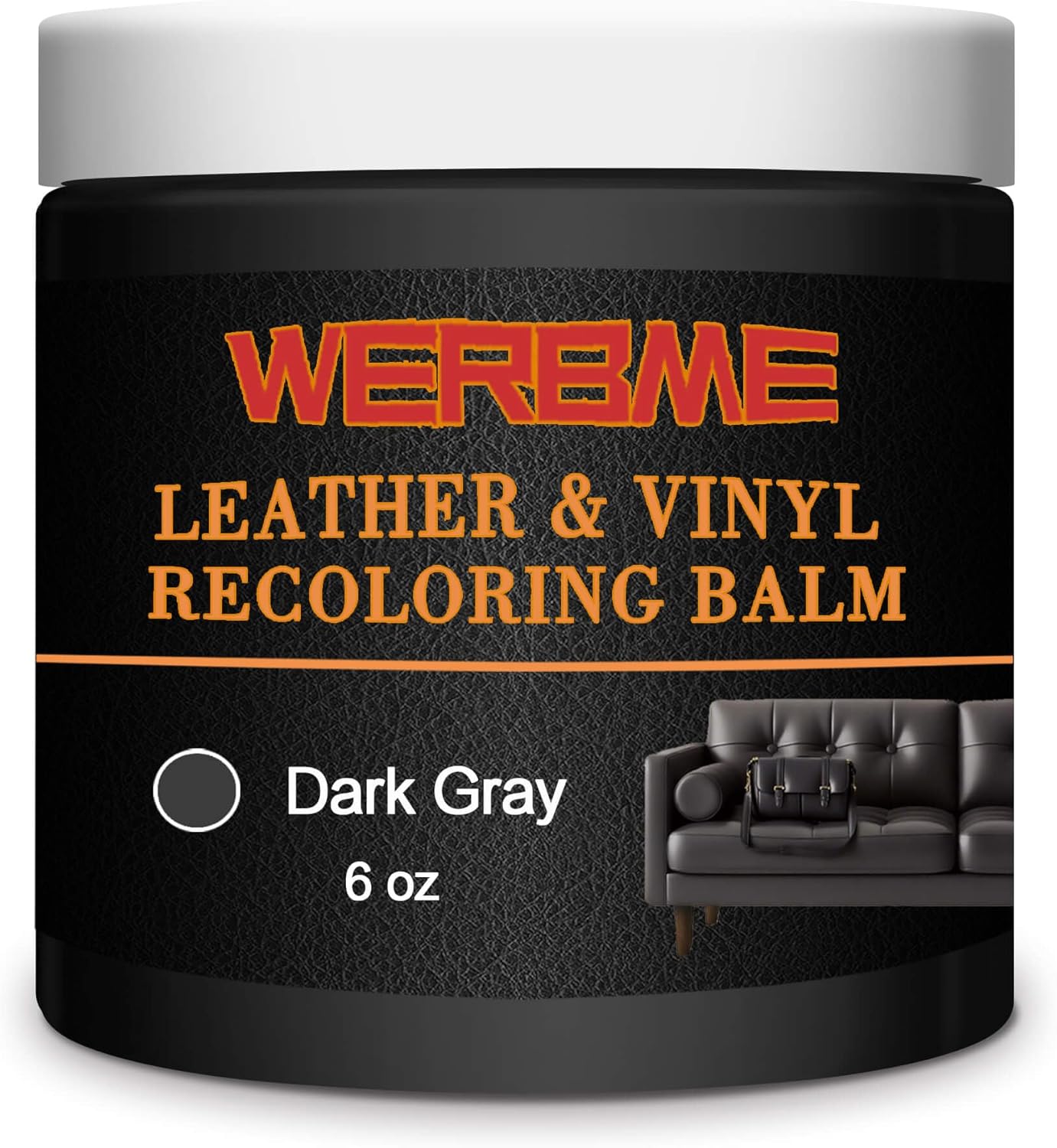 Leather Recoloring Balm & Color Restorer - Multipurpose Dye & Paint for Faded Leather Couches, Car Seats, Shoes | Fix Scratches on Clothing, Furniture & Accessories(Dark Gray)