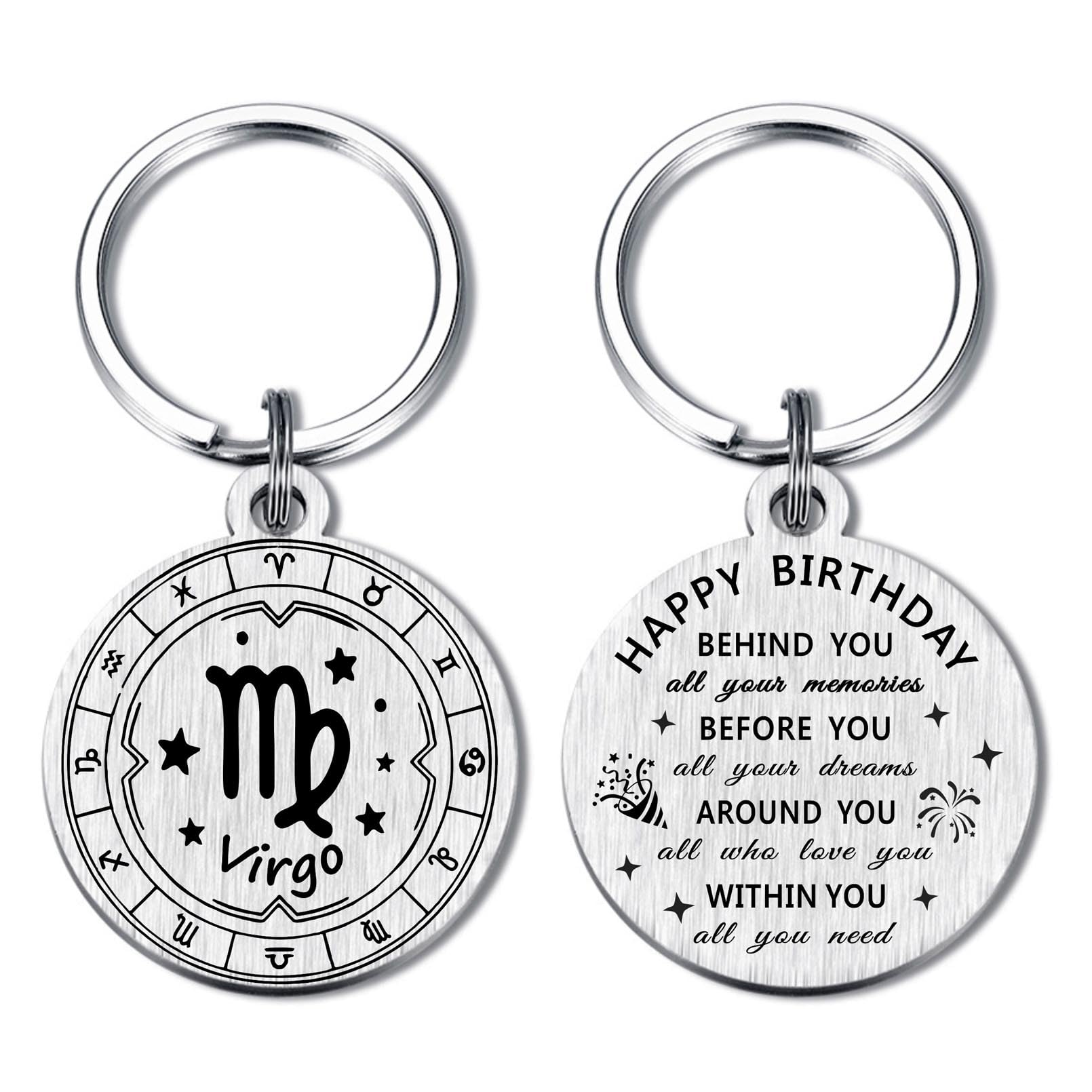 Alotozo Zodiac Keychain - 12 Constellations Birthday Gifts for Men Women - Virgo Libra Scorpio Sagittarius Bday Keyring