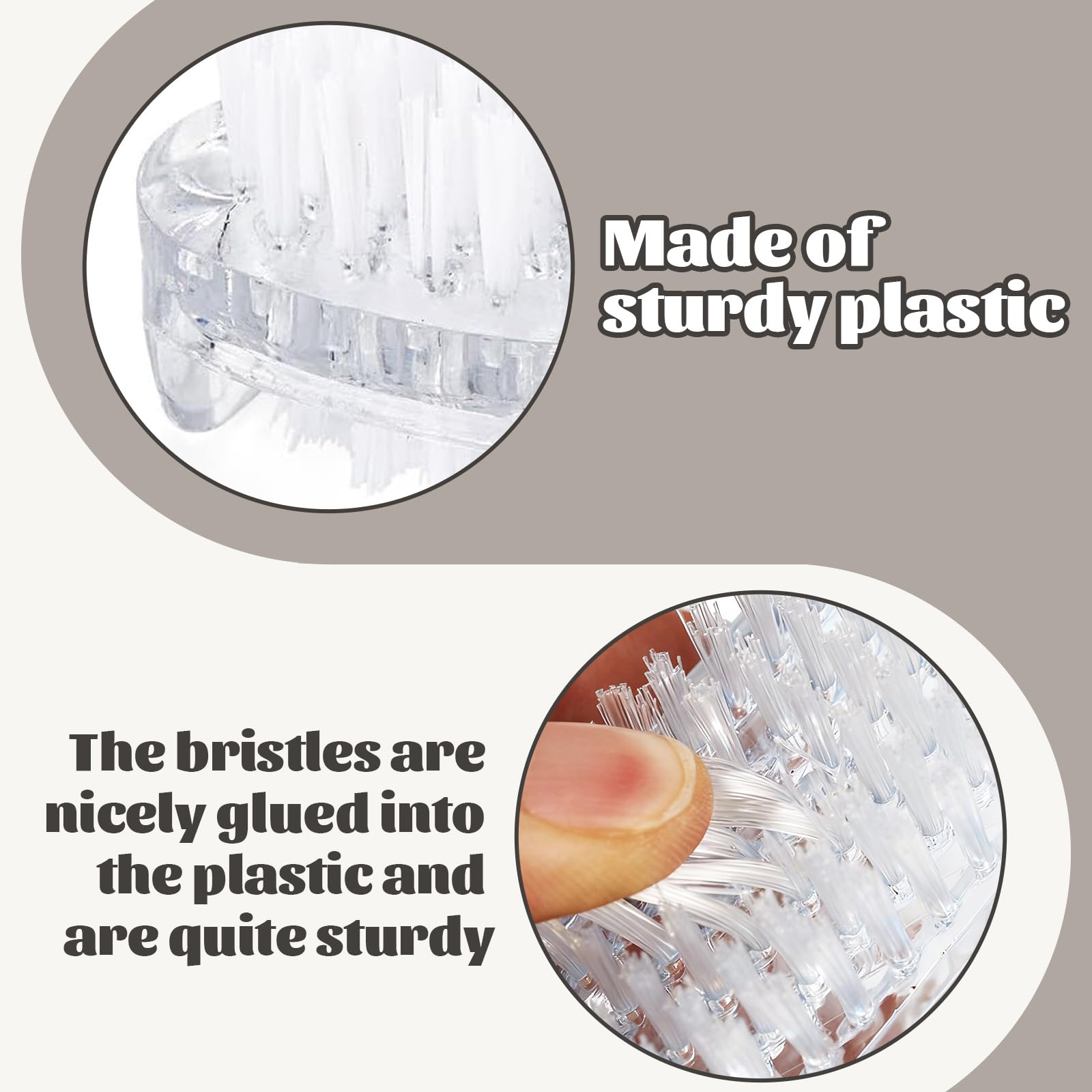 2 Pièces Brosse à Ongles Robuste, Main Brosse de Nettoyage en plastique pour Récurer les Ongle de Lavage des Mains Petite pour Manucure et Pédicure Outil de Nettoyage pour Orteils(transparent)