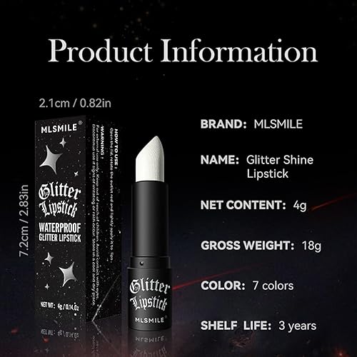 Miniatura 9 de Lápiz labial rosa con purpurina de larga duración, impermeable, brillante, metálico con purpurina, lápiz labial mate brillante con diamante, brillo