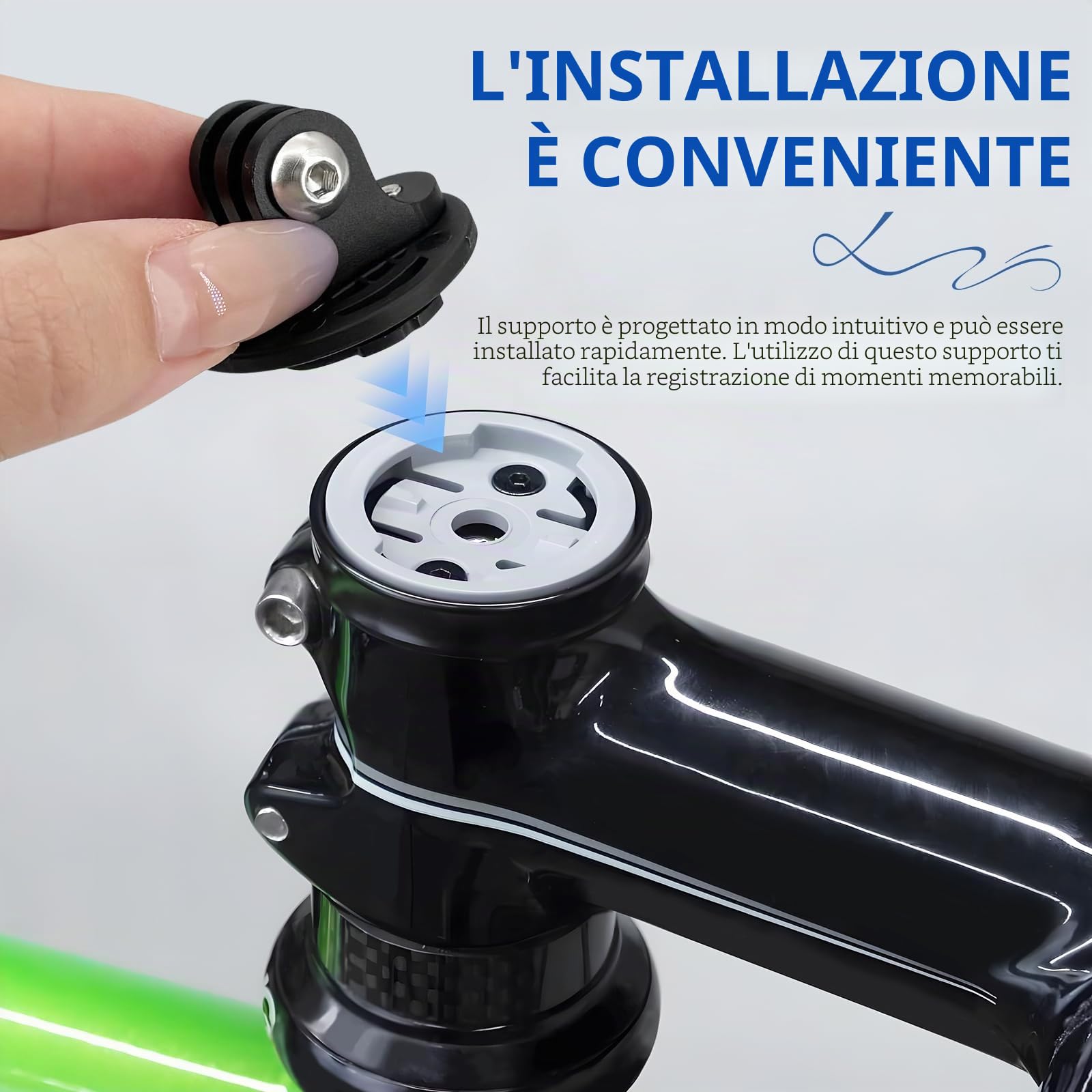 Adattatore Universale Per Bicicletta | Supporto Per Garmin E GoPro 2-in-1, Per Manubrio, Distanza Fori 22–24 Mm