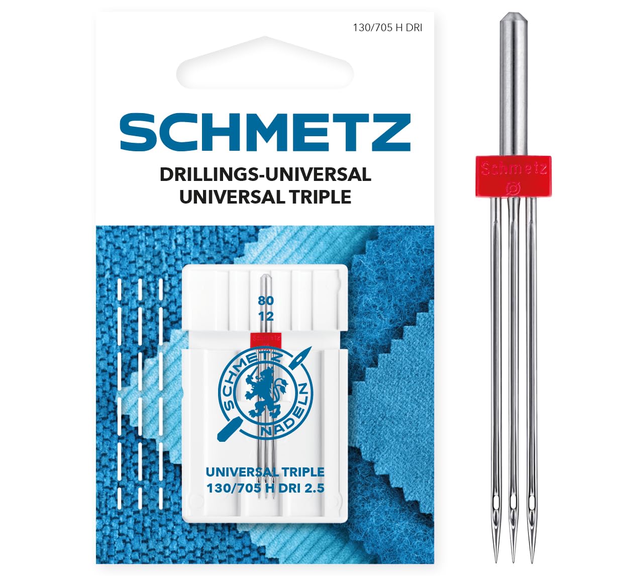 Schmetz (2.5/80) Universal (Regular) Triple Sewing Machine Needles
