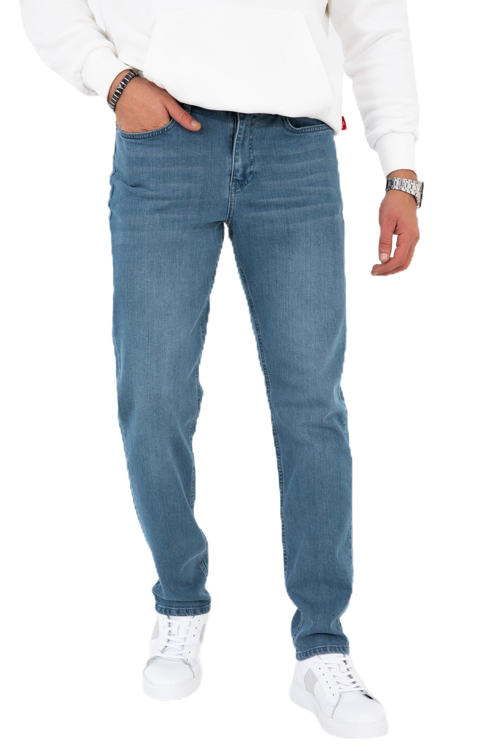 HALAT'S Herren Regular Fit Lycra Jeans Pipe Leg Casual Cut Jeans Hose