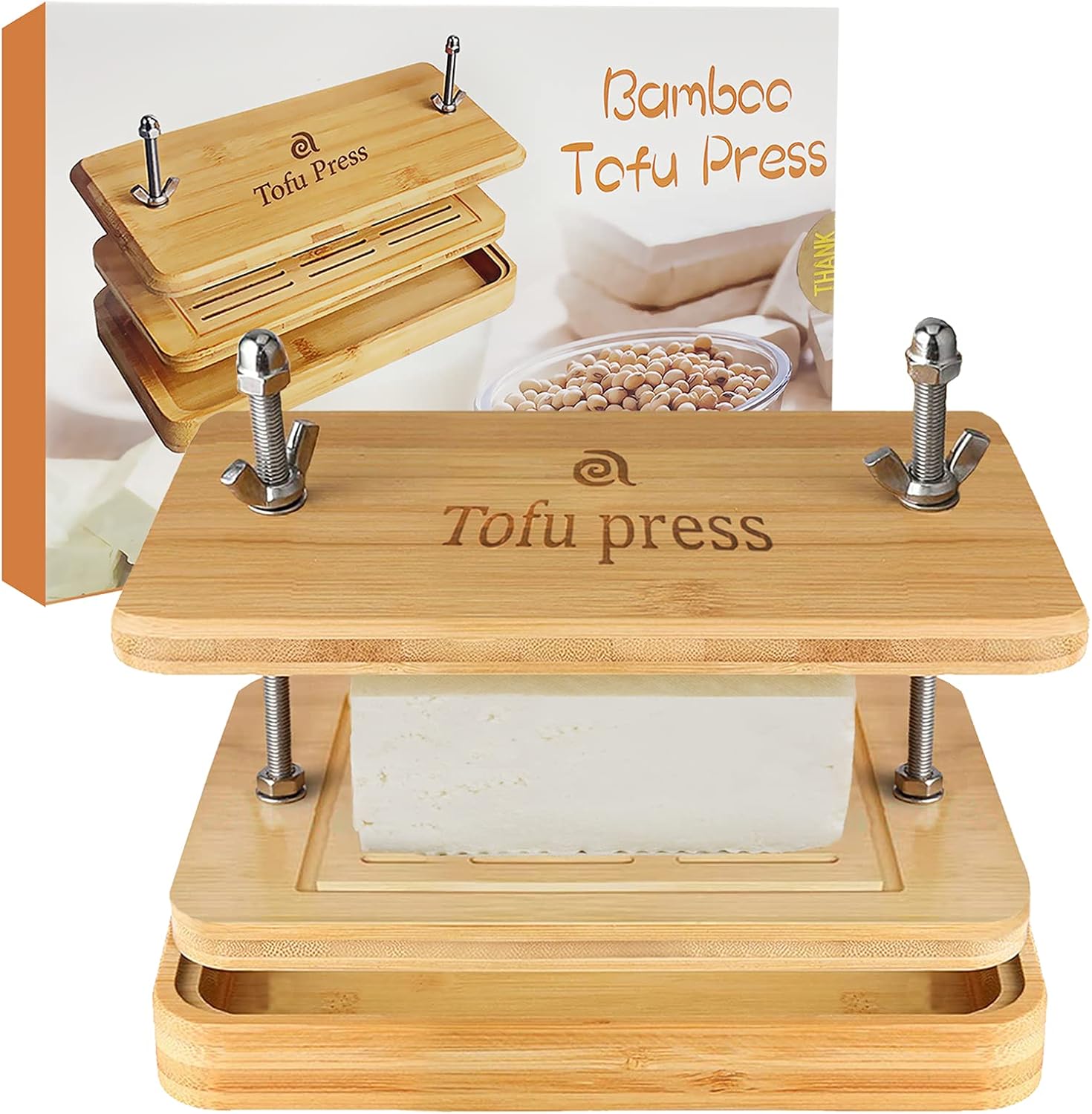 Bamboo Tofu Press, Anrapley Tofu Presser, Easily Remove Water from Tofu
