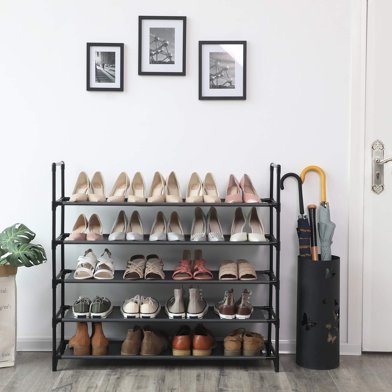 Steel Frame Shoe Rack 5 Tier Shoe Organizer SONGMICS 5-Tier - Slim Space Saving Storage For ...
