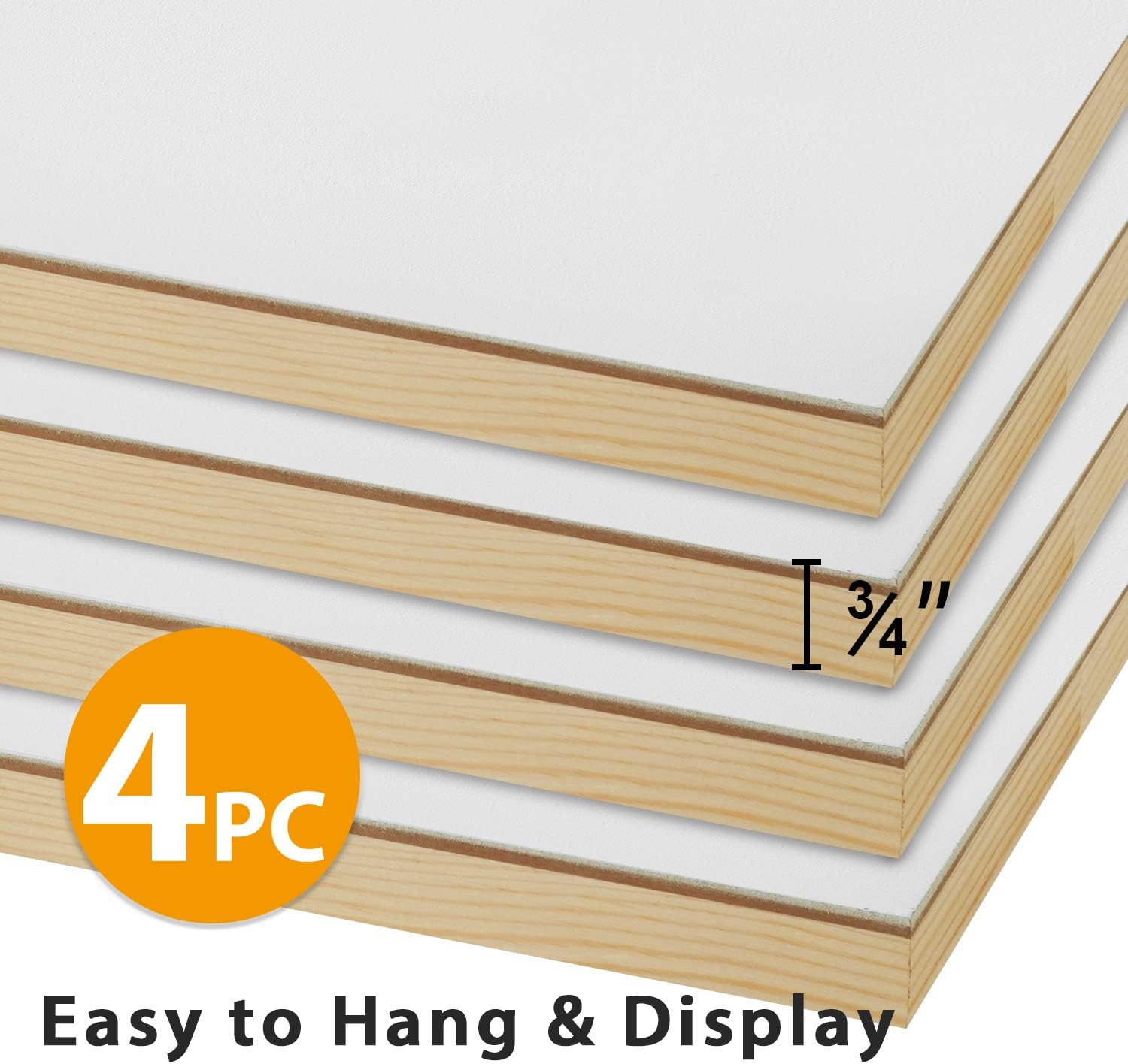 PHOENIX Gesso Boards for Painting - 11x14 Inch / 4 Pack - Coarse Surface 3/4 Inch Cradled Wood Panels for Oil & Acrylic Paints, Crafts & Pouring Art