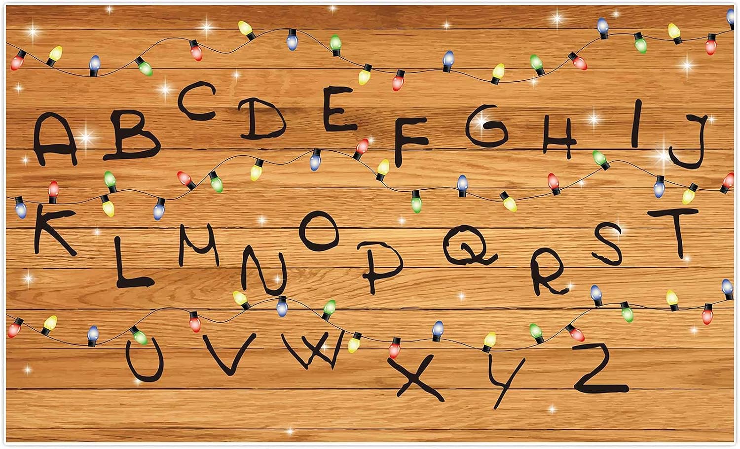 Allenjoy Stranger Backdrop Alphabet Wood Wall Colourful String Background Birthday Party Banner Table Wall Decor Photography Photo Shoot Booth Studio 5x3ft