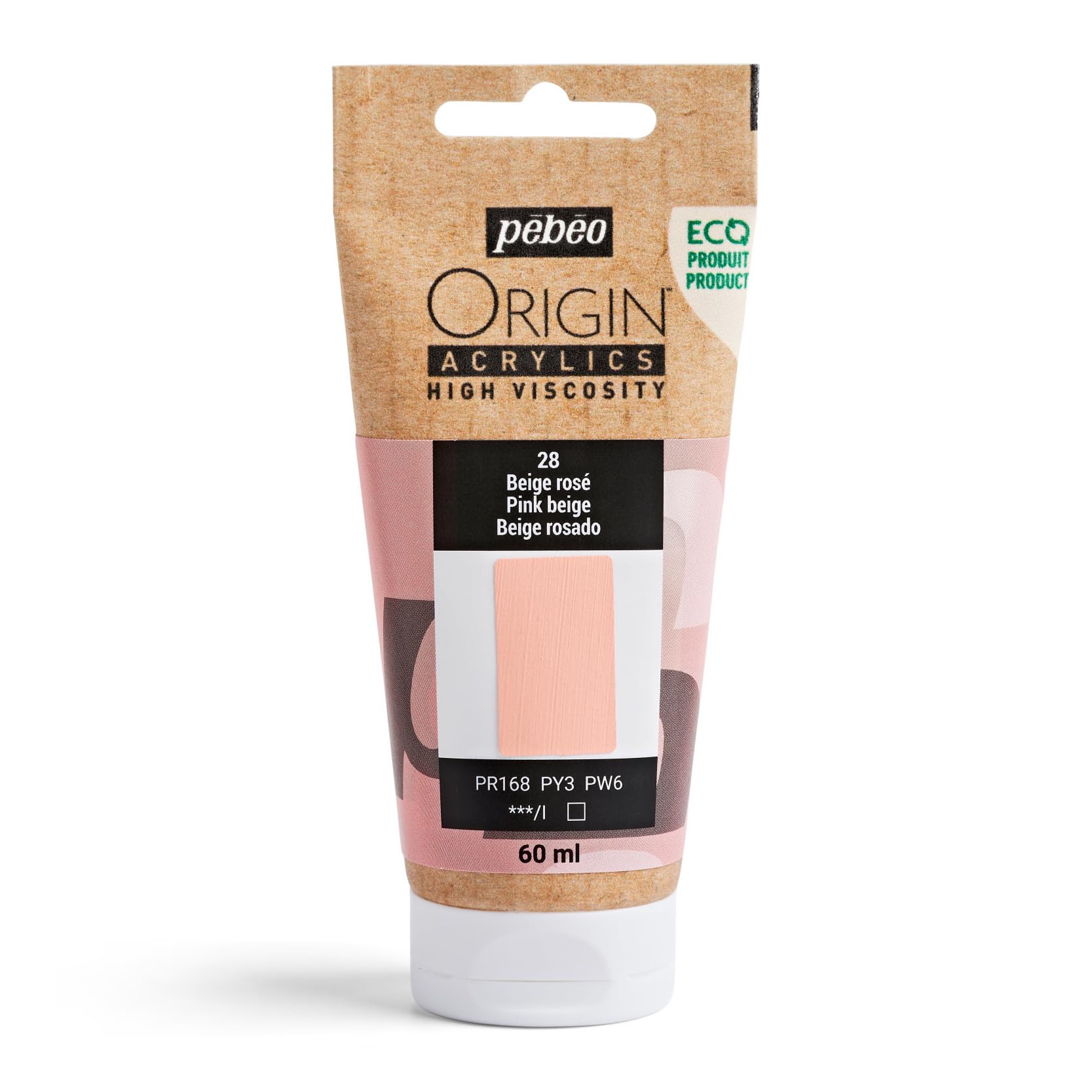 Pebeo Pink Beige - Origin Acrylics 60 Ml - Eco-Designed Acrylic Paint - High Viscosity - Matt Finish - 100% Recycled Binder - 96% European Raw Materials