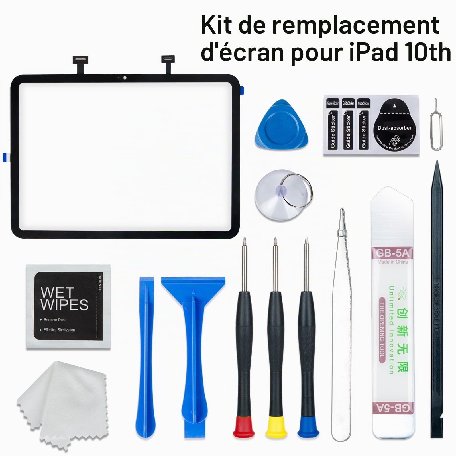 Pour iPad 10 (10e génération) 2022, écran 10,9", verre tactile de rechange pour 10e génération A2696 A2757 A2777 avec bouton Home