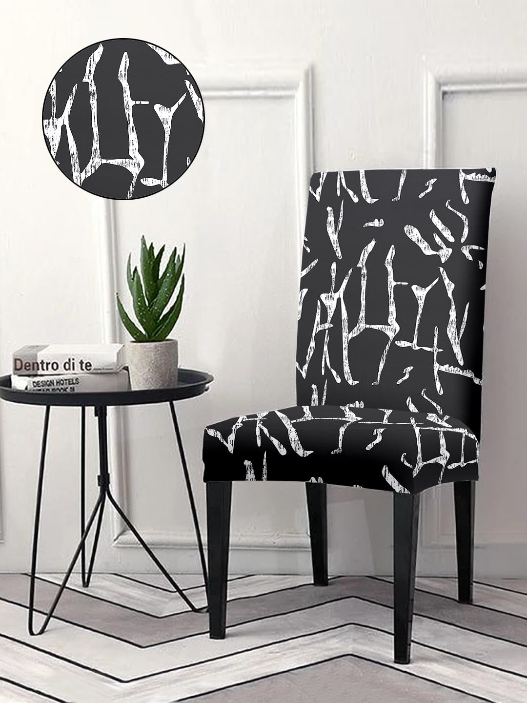 Cortina Dining Chair Slipcovers|Pack of 4|Protection Chair Covers|Removable, Washable|Universal Fit Super Soft Stretchy Polyester Spandex|Living Room, Kitchen, Party|Abstract|Black (B0CFVW5HGP) Amazon Price History, Amazon Price Tracker