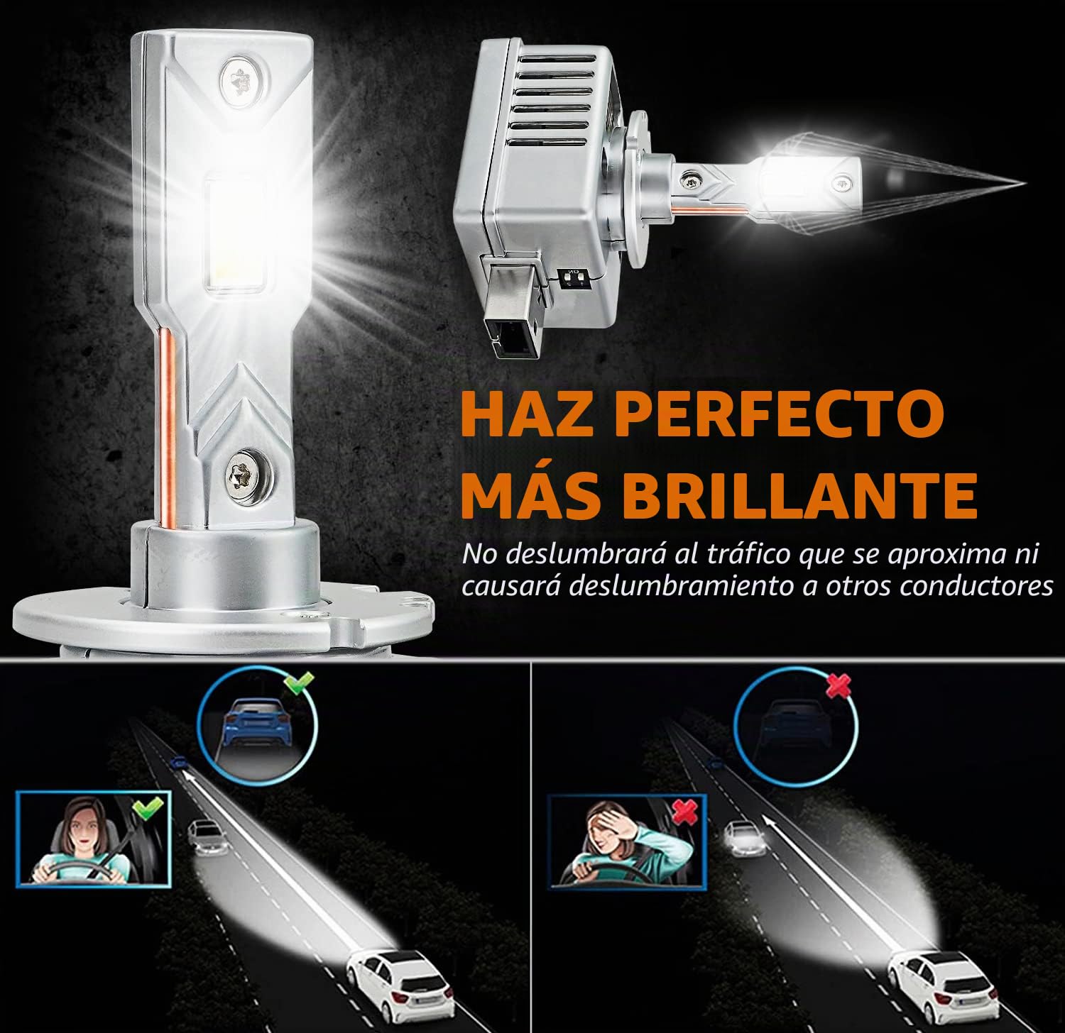 D-Lumina Bombilla D1S D1R D1C LED para Faros Delanteros de 90 W 18000LM 6500K xenón Blanco Brillante, Kit de conversión de Luces HID de xenón,Plug and Play a balat HID Original, Paquete de 2