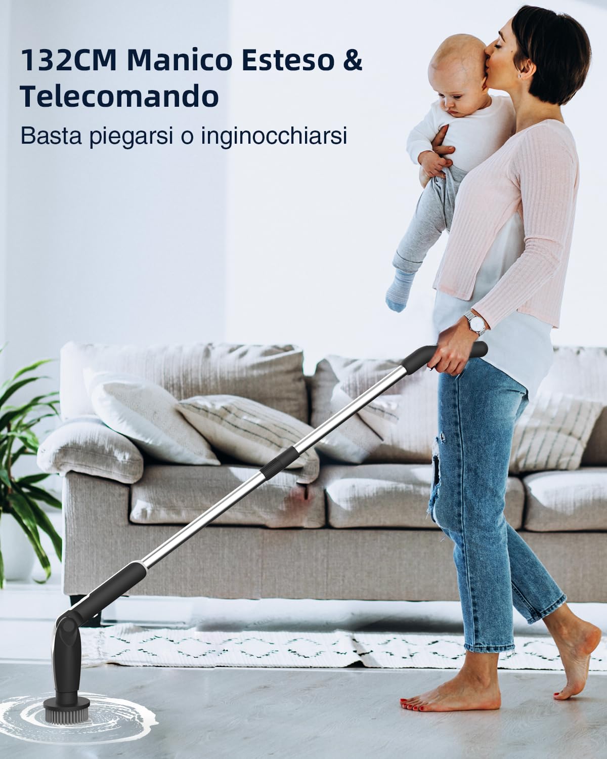 Leebein Spazzola di pulizia elettrica, 2026 Nuovo Spin Scrubber con 8 testine sostituibili, manico di prolunga regolabile e 2 velocità di rotazione per bagno/cucina/auto