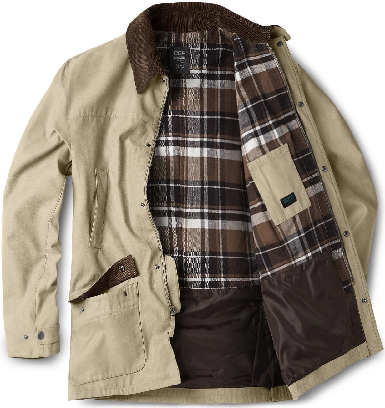 CQR Men's Flannel Shirt Jacket Long Sleeve, Winter Warm Outdoor Casual Plaid Jacket Coat with Pockets