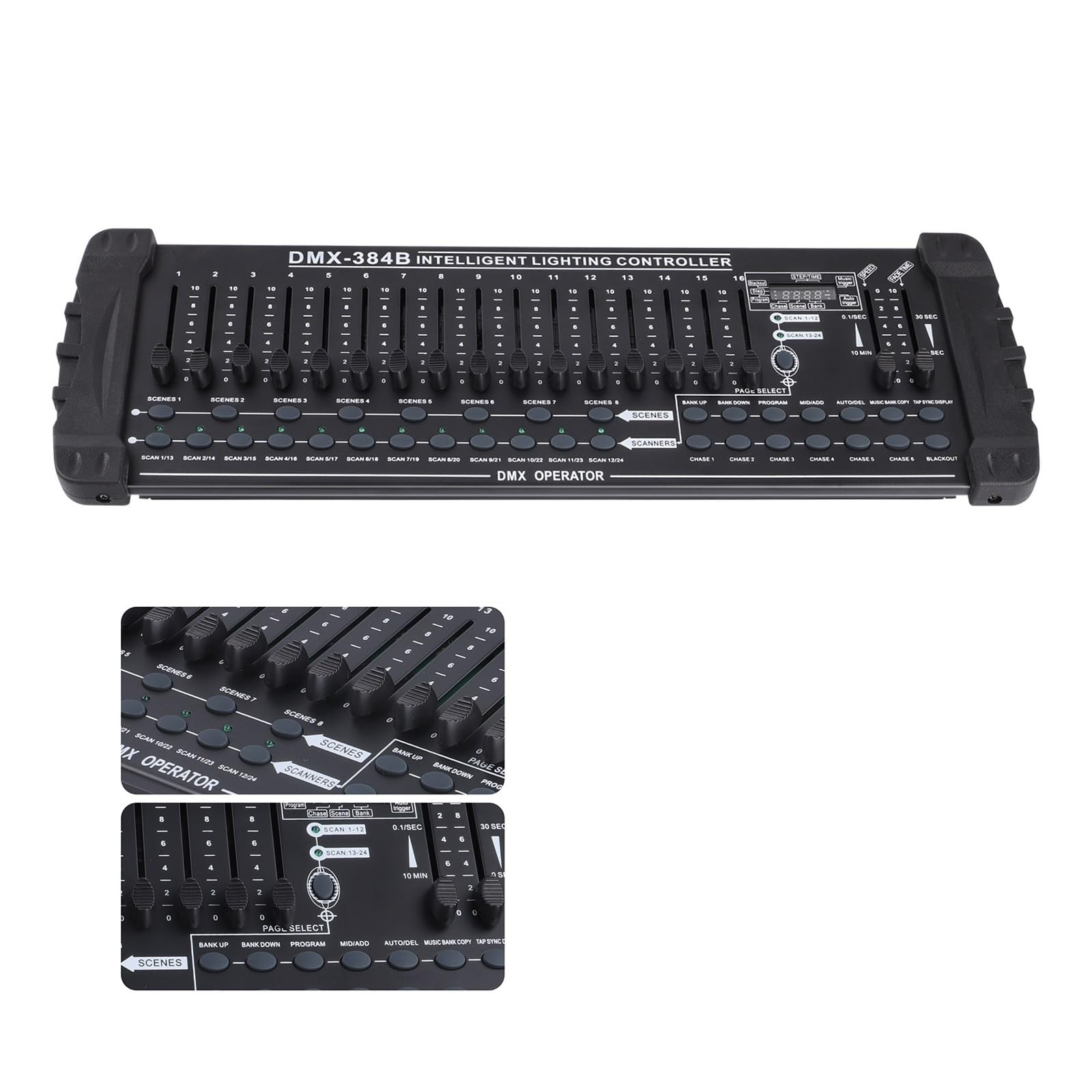 DMX Controller, Black DMX and MIDI Operator DMX512 Controller, 384 Channel Light for Sta Disco Party Concert Wedding Theater