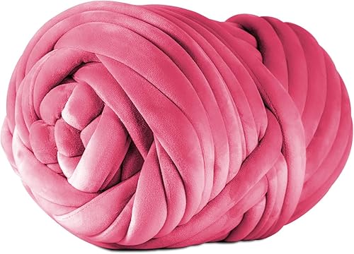 SOJITEK 2.2 libras de hilo voluminoso de terciopelo súper suave para tejer a mano, almohadas, bolsos, bricolaje, rosa oscuro, 36 yardas, hilo de