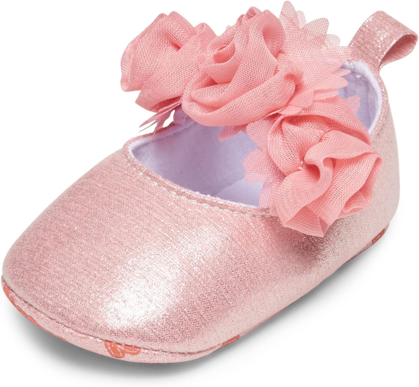 NubyBaby Girls Infant Denim Mary Jane Shoes with Bow, Childrens Casual Style Flats with Non Slip Soft Soles