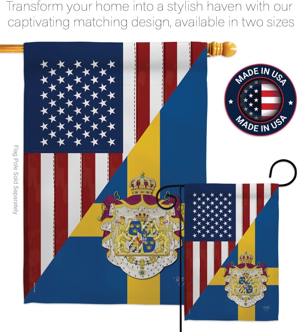Breeze Decor FS-G-108385-IP Regional American Alliance World Country Particular Area US Sweden Friendship, Made in USA