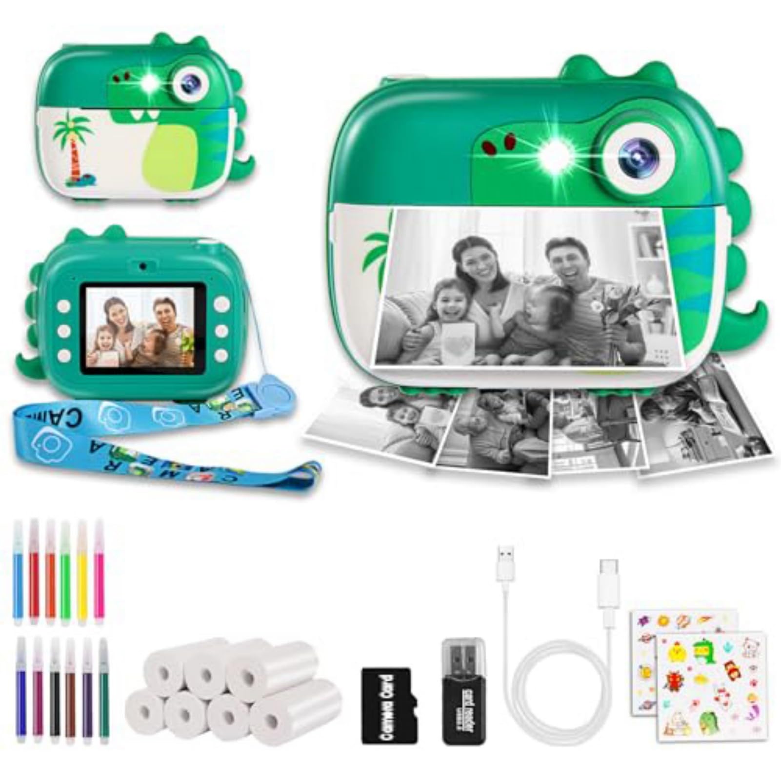 ARNSSIEN Macchina Fotografica Bambini Istantanea, 1080P Fotocamera Istantanea con 7 Rotoli di Carta, Fotocamera Digitale Bambini 2.4 Pollici, Regalo di Natale e Compleanno per Bambino di 3-12 Anni, M3