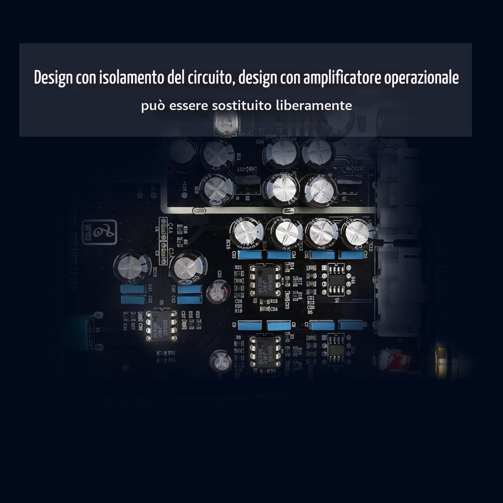 Preamplificatore Phono MM/MC, Preamplificatore Giradischi, Preamplificatore Hi-Fi, con Volume Regolabile, Ingresso e Uscita RCA, Adattatore di Alimentazione DC12V, per Mini Stereo Audio Fonografo