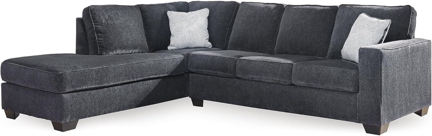 Signature Design by Ashley Altari Urban Left-Arm Facing 2-Piece Sectional with Chaise, Loose Seat Cushions and 2 Throw Pillows, Gray Dark Gray 2-Piece Left Hand Facing Sectional with Chaise