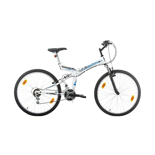 Multibrand Bachini Folding Vélo VTT Pliant 26 Pouces Tout Suspendu, 18 Vitesses, Frein V-Brake, pour Hommes, Femmes, Filles et garçons, Convient pour 155–180 cm