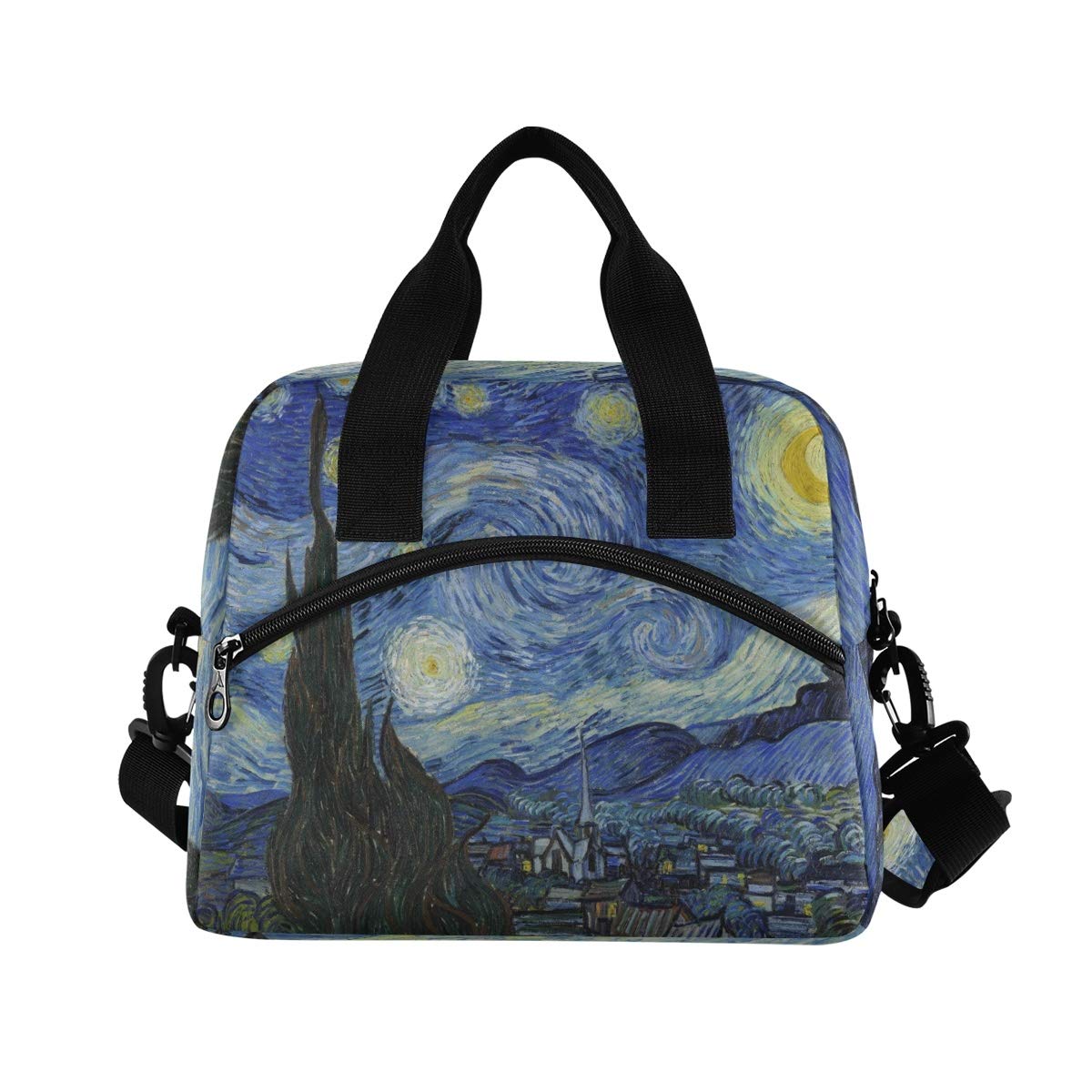 Van Gogh Starry Night Art Lunch Bag for Boys Girls,Reusable Lunch Bags Lunch Box Container with Detachable Shoulder Strap,Insulated Lunch Coolers for School Work