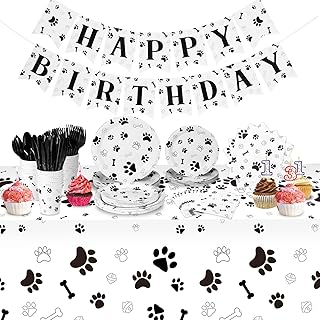 Tanlade 171 Pieces Dog Paw Pattern Birthday Party Supplies Set Includes 7