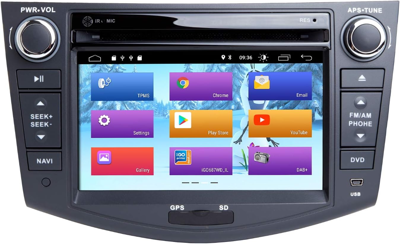 Android 11 Car Radio 7 Inch IPS Screen Car Stereo GPS Navigation Car Media Player Double Din Head Unit for Toyota RAV4 2006-2012 Support Screen Mirror WiFi Full RCA Output SWC