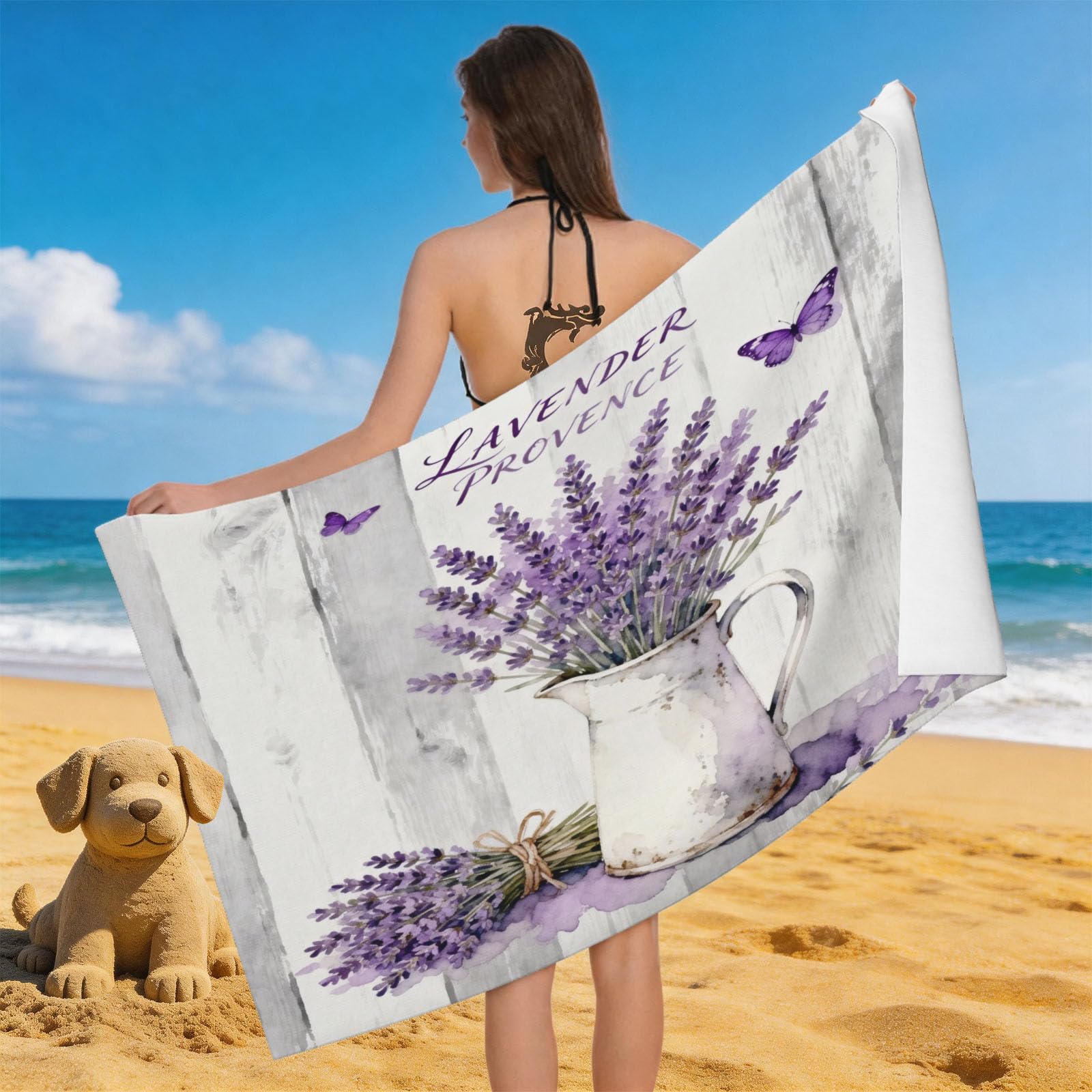 Leichong Men's Purple 3D Highland Cow Beach Towel Microfiber Soft Quick Dry For Adults, Farm Animal Bath Towel Lightweight Soft Absorbent For Travel Swimming Pool Sports, 75 X 150 Cm