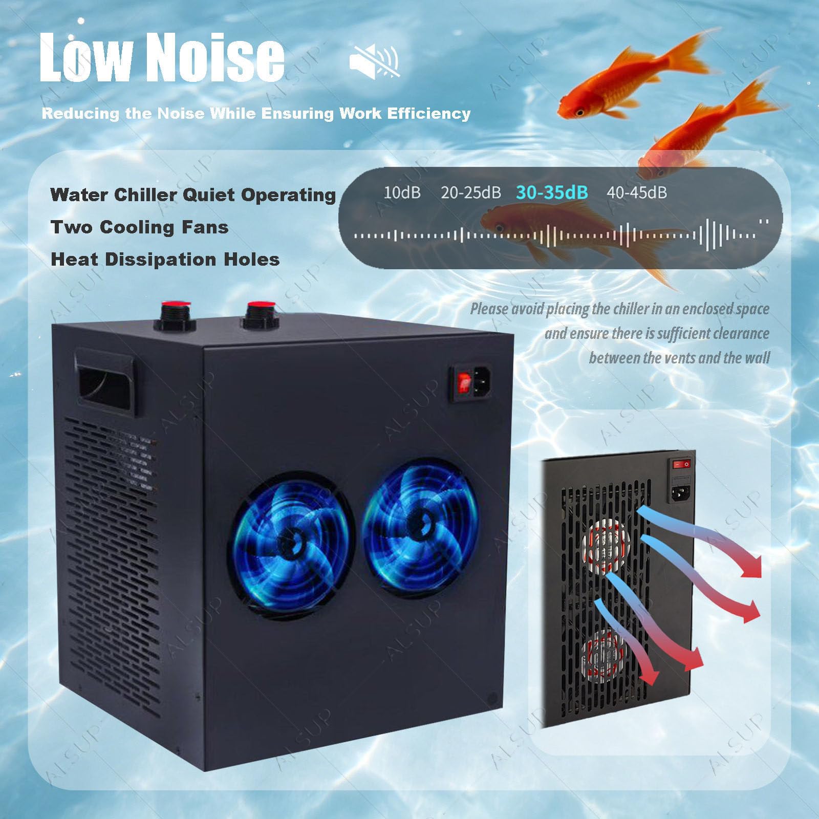 Refroidisseur d'aquarium, Refroidisseur d'eau 1/3 CV, Fish Tank Chiller 110V | Chauffage/Refroidissement Rapide Thermostat D'aquarium, Pour Poissons Crevettes Coraux 2in1AquariumHeaters/Chiller 300L