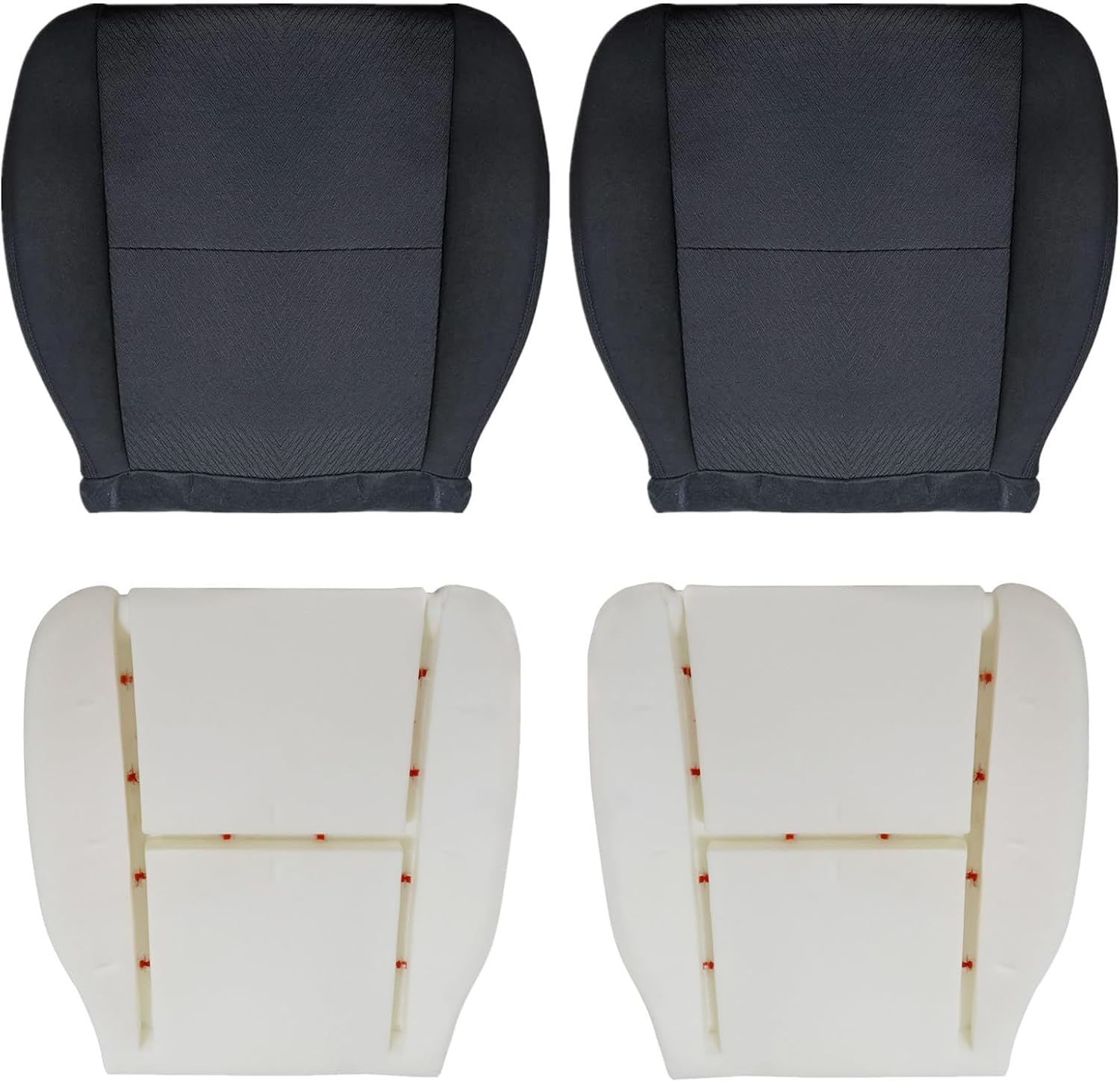 Pripirlod Black Cloth Driver and Passenger Side Bottom Seat Cover & Foam Cushion Fit for Chevy Silverado Tahoe Suburban Avalanche GMC Yukon Sierra 2007 2008 2009 2010 2011 2012 2013 2014