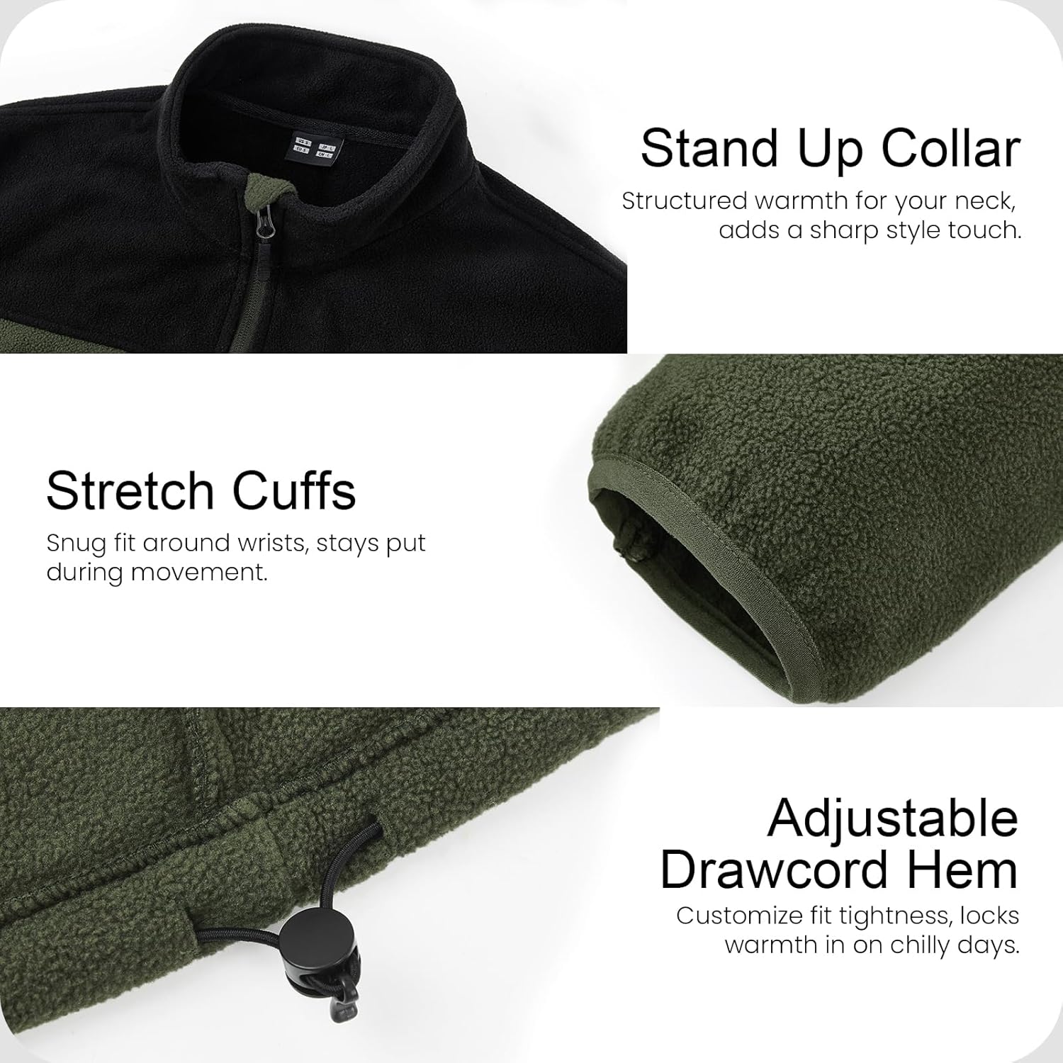 Men's Fleece Jacket Full Zip Lightweight Outerwear Jackets Multi-Pockets Soft Warm Winter Coats for Hiking Travel - Image 6