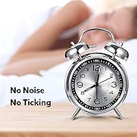 Vista 7 de Cadmos Reloj despertador con alarma fuerte para personas que duermen profundamente, diseño retro de 10 cm, silencioso, sin tic-tac, de cuarzo