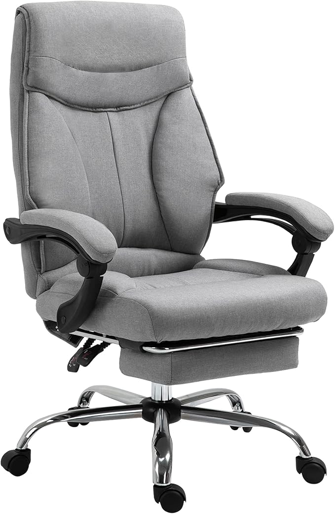 Sedia da ufficio ergonomica con poggiapiedi e massaggio - tessuto grigio