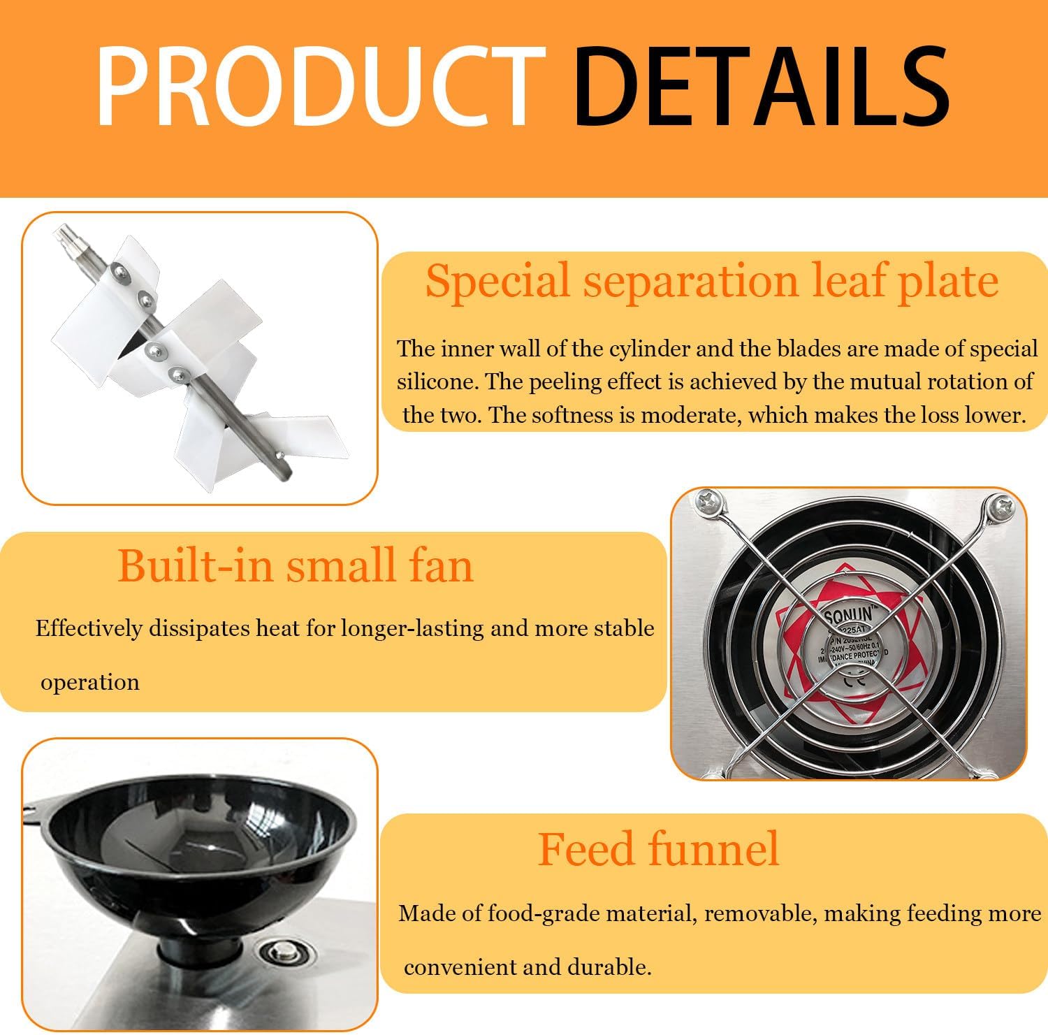 Electric Garlic Peeler,Stainless Steel Garlic Peeling Machine,with Funnel Feeding Port and Small Fan Or Restaurants Barbecue Shops Canteen Hotels