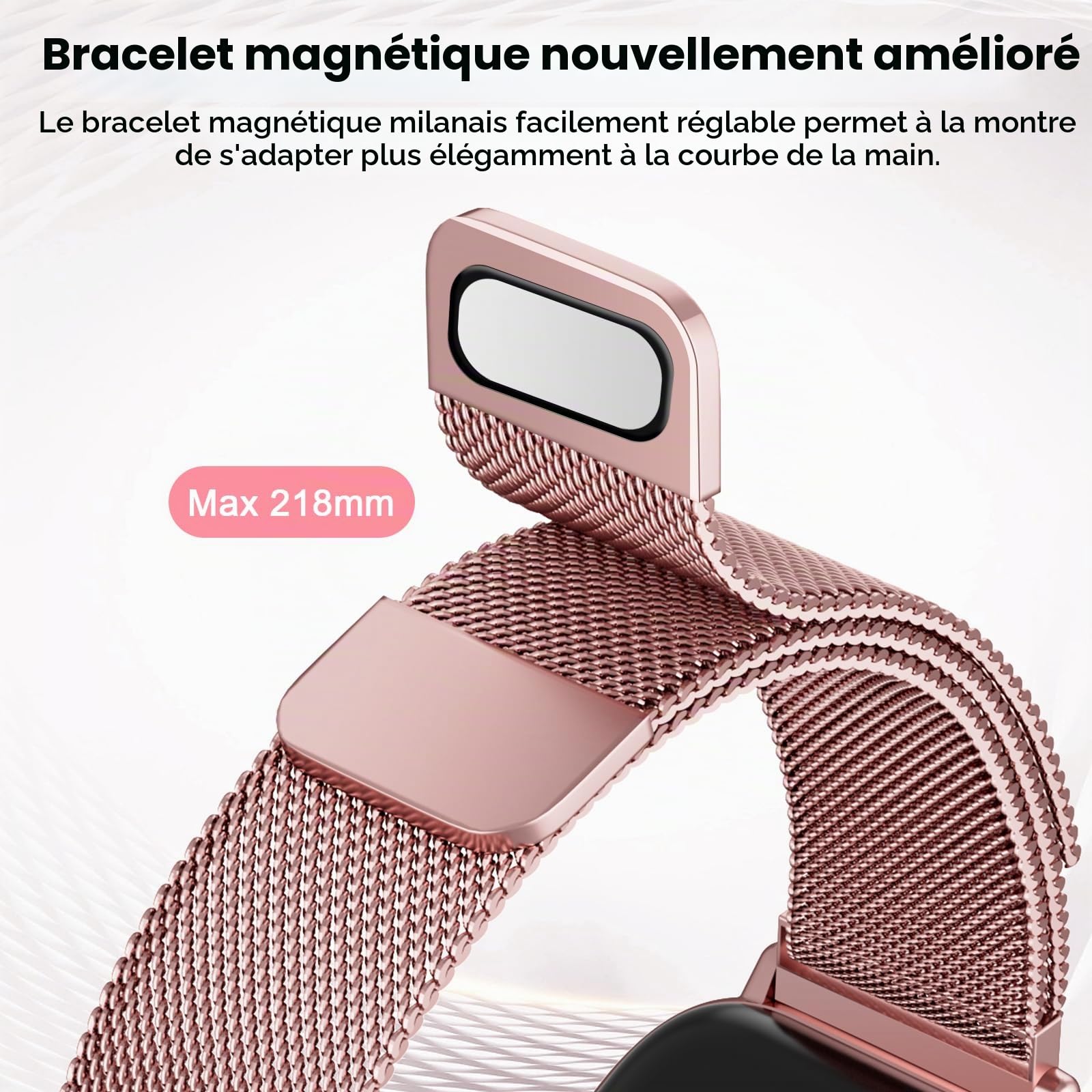 Loekneue New Montre Connectée Femme avec Appel Bluetooth, 1,83" HD Watch Cycle menstruel SpO2 Moniteur de Sommeil Sports IP68 Cardiofréquencemètre Fitness Tracker pour iOS Android Rose