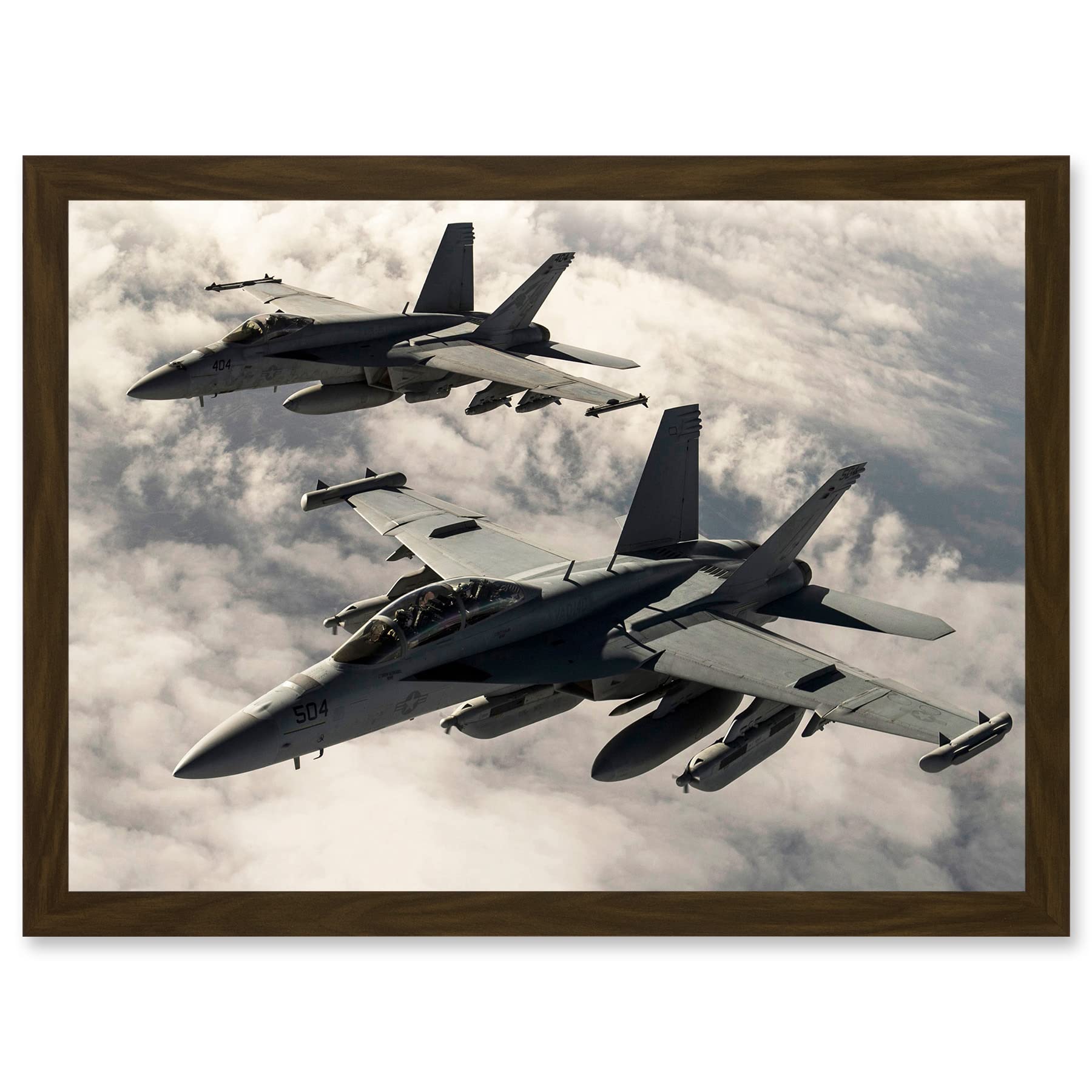 Artery8 Hook Military US Airforce F-18 Hornet Jet Fighters Photo Artwork Framed Wall Art Print A4