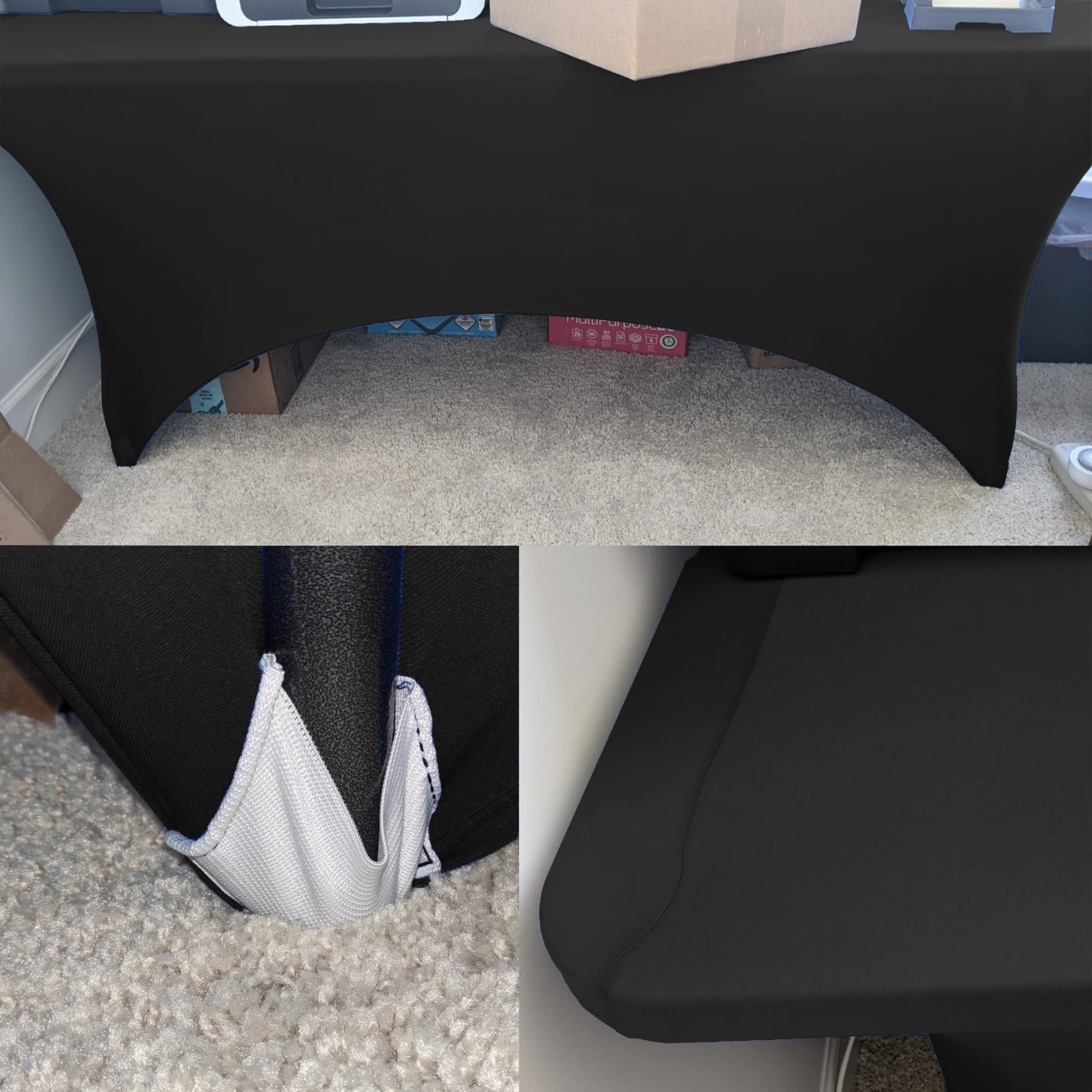Mantel Rectangular, Lavable, Mantel Estirable, Banquete, Boda, Fiesta, Vacaciones, Eventos, 183 x 76 x 76 cm, Negro, Paquete de 2
