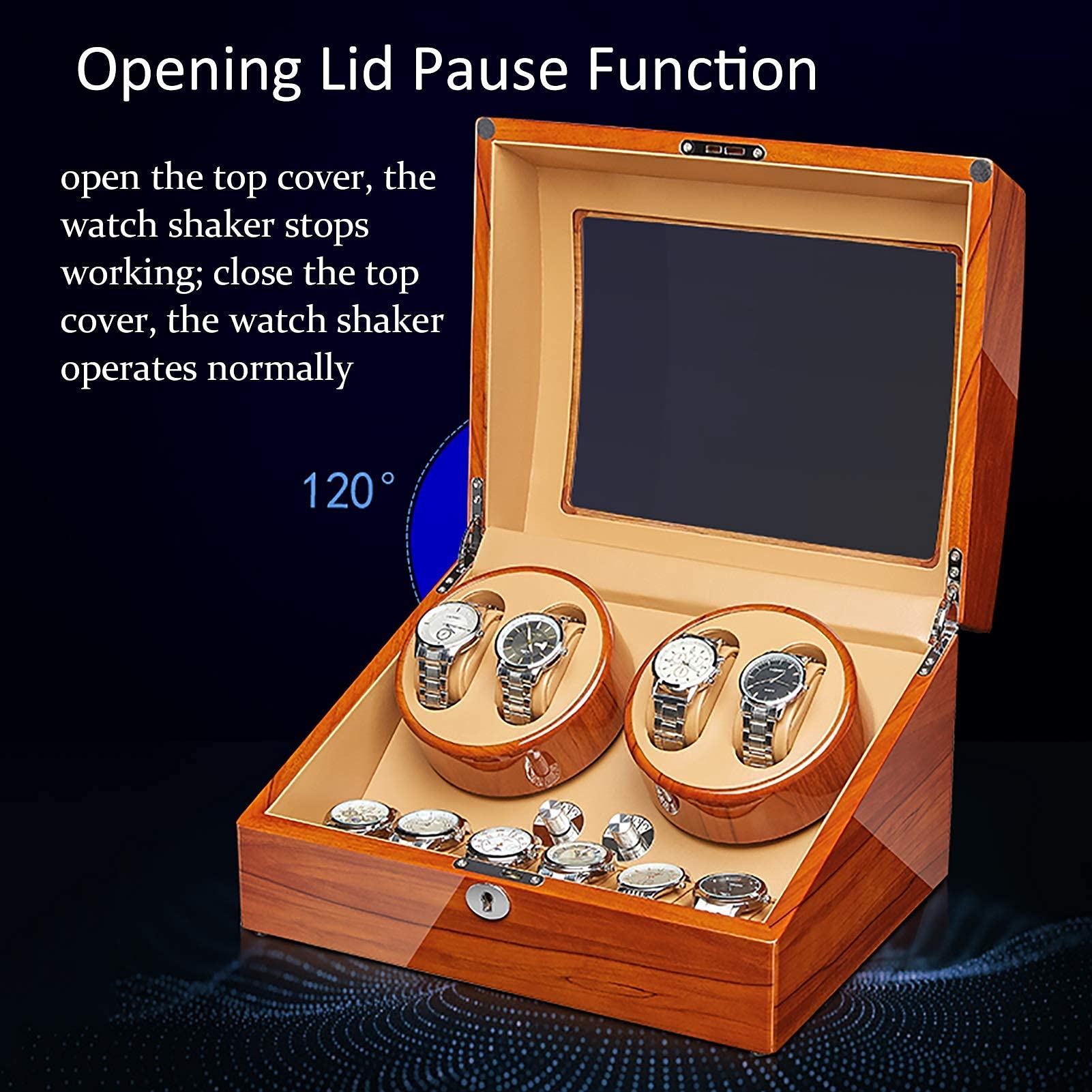 FENOKD Watch Winders Apple Wood Watch Winding Box Household Watch Shaker Automatic Mechanical Watches Winder High-end Solid