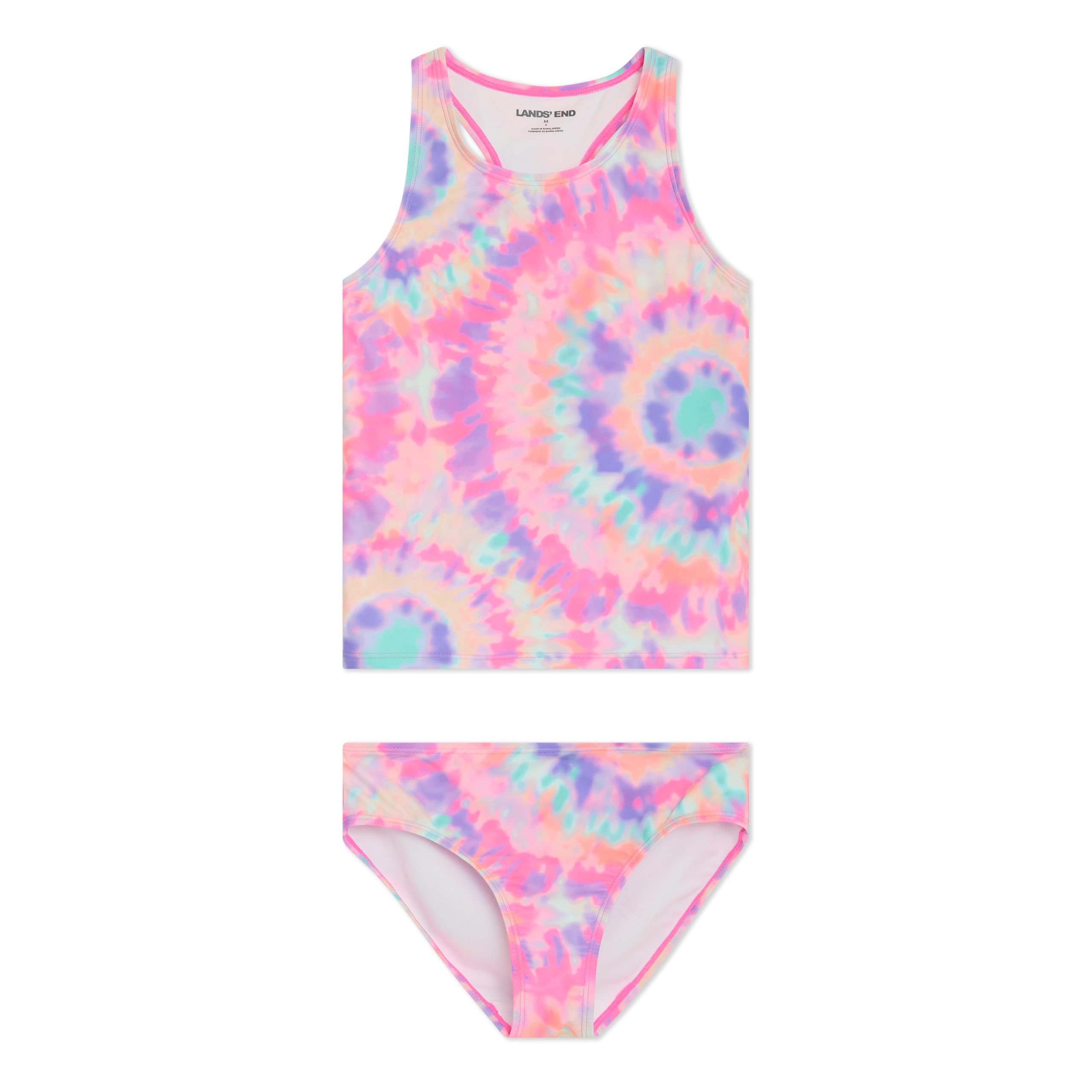 Lands' End Girls' UPF 50+ Swim Bikini Bottom and Racerback Tankini Set