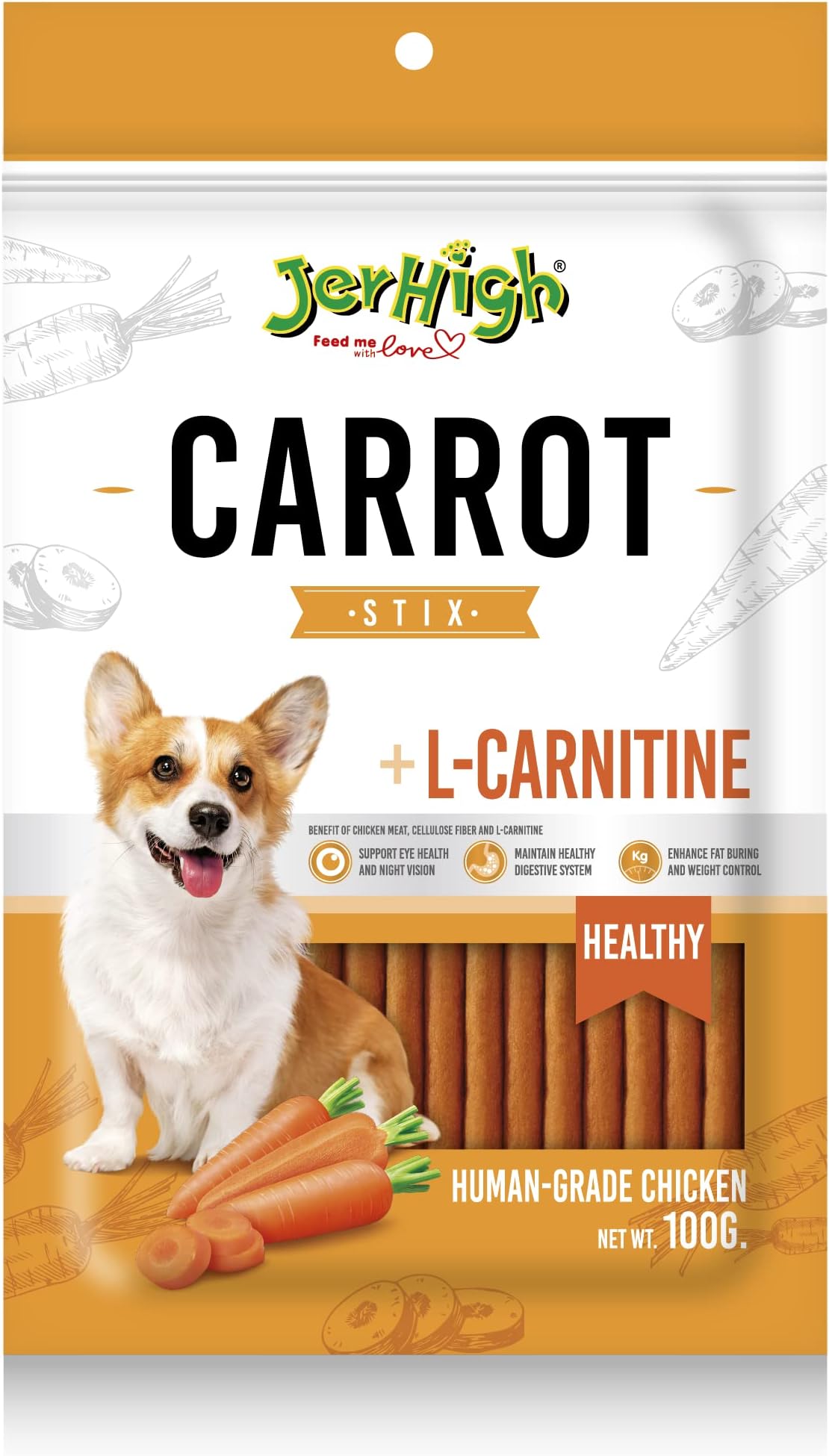 JERHIGH DOG SNACK (CARROT) 100G.