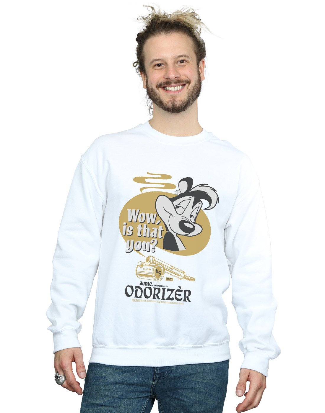 Looney Tunes Men's White Pepe Le Pew Odorizer Sweatshirt XX-Large