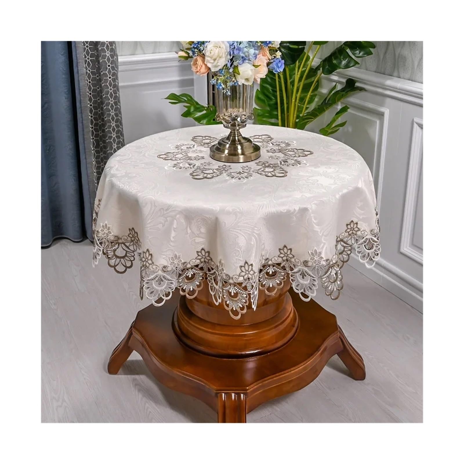 SHENJMAI Vintage Lace Table Table Cloth For Round Lace Tablecloth Dining Cover Embroidered Mat Dust(Color5,Diameter 175cm Round)