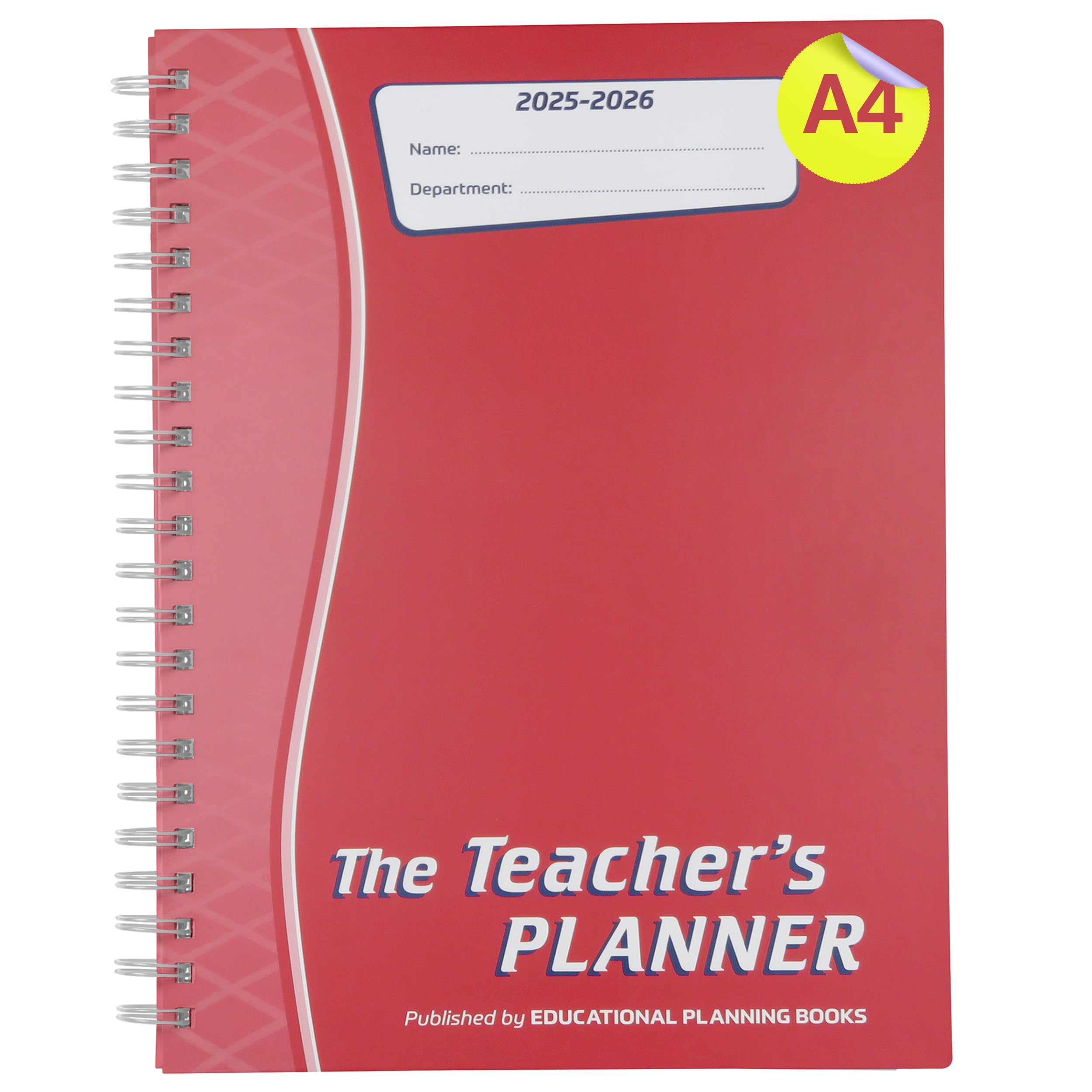 The Teachers Planner 2025-26 | (A4, 5 Periods) | Page-a-Day & Undated, with Dedicated Pages for Year Planning, Exams, Marking, Contacts, and more - Red (TP13-R)