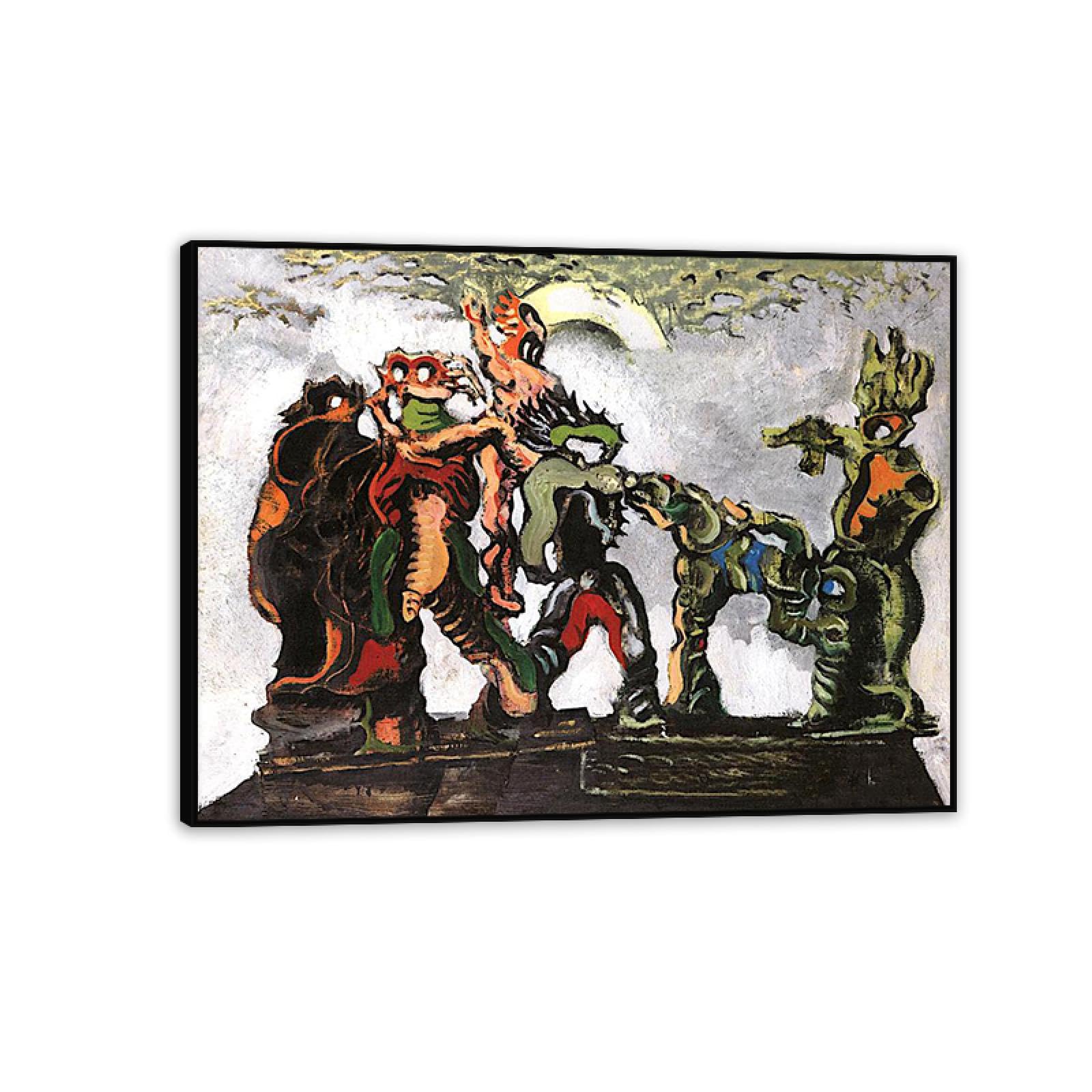 MYCGGDGH Max Ernst Canvas Wall Art Reproductions of Famous Paintings La Carmagnole Surrealist Art Prints Max Ernst Abstract Pictures Wall Decor for Living room bathroom 50x40cm(20x16in) Black Framed