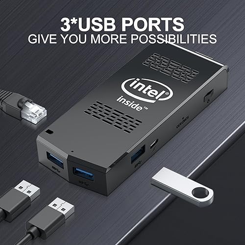 Miniatura 5 de AIOEXPC Mini PC Stick Intel Celeron N4020 2.8GHz Windows 11 Pro 8GB DDR4 256GB SSD Mini Computadora Stick Soporte 4K HDMI, 2.4G5.0G WiFi, Gigabit
