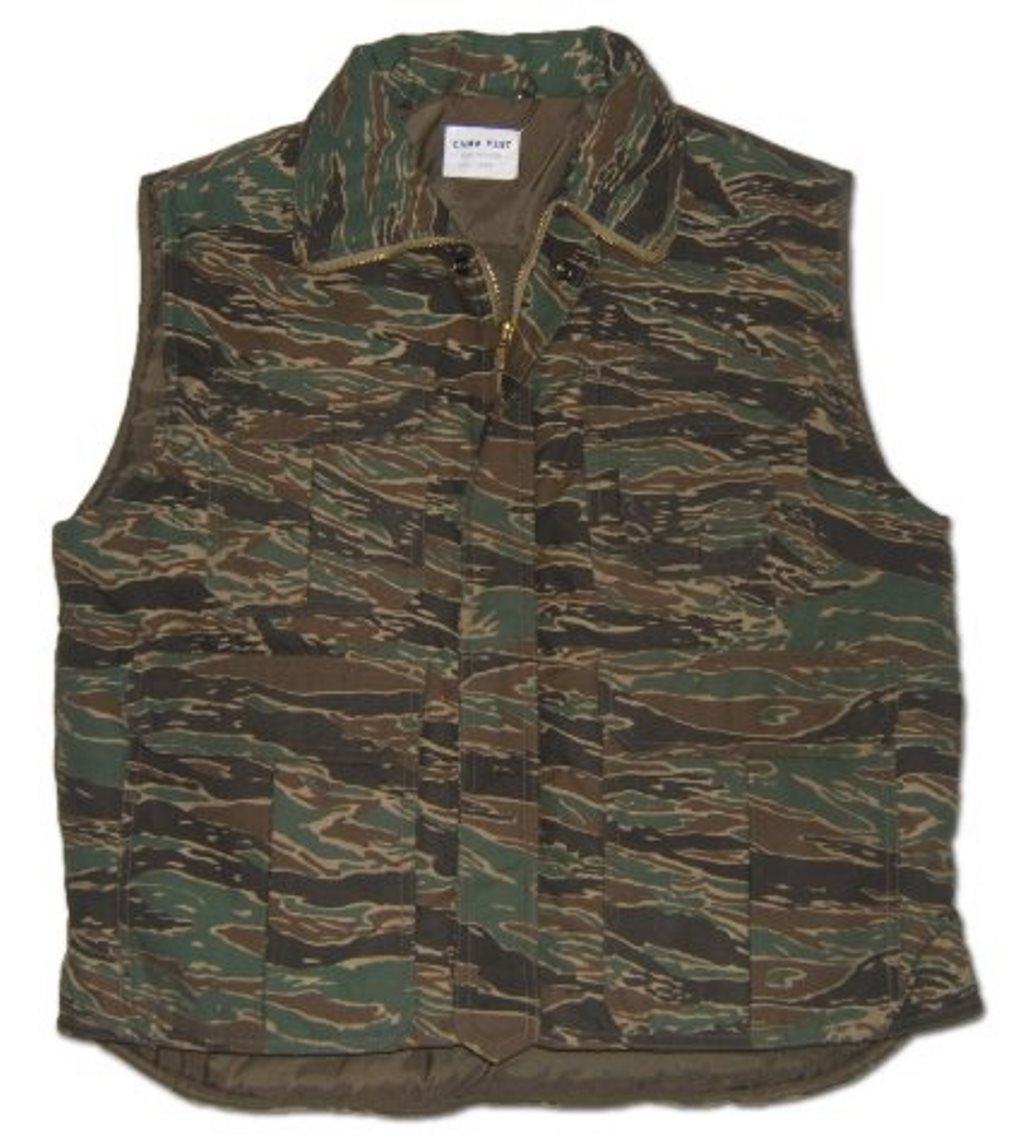Camouflage Multi-Pocket Padded Bodywarmer Gilet (3XL, Tiger Stripe)