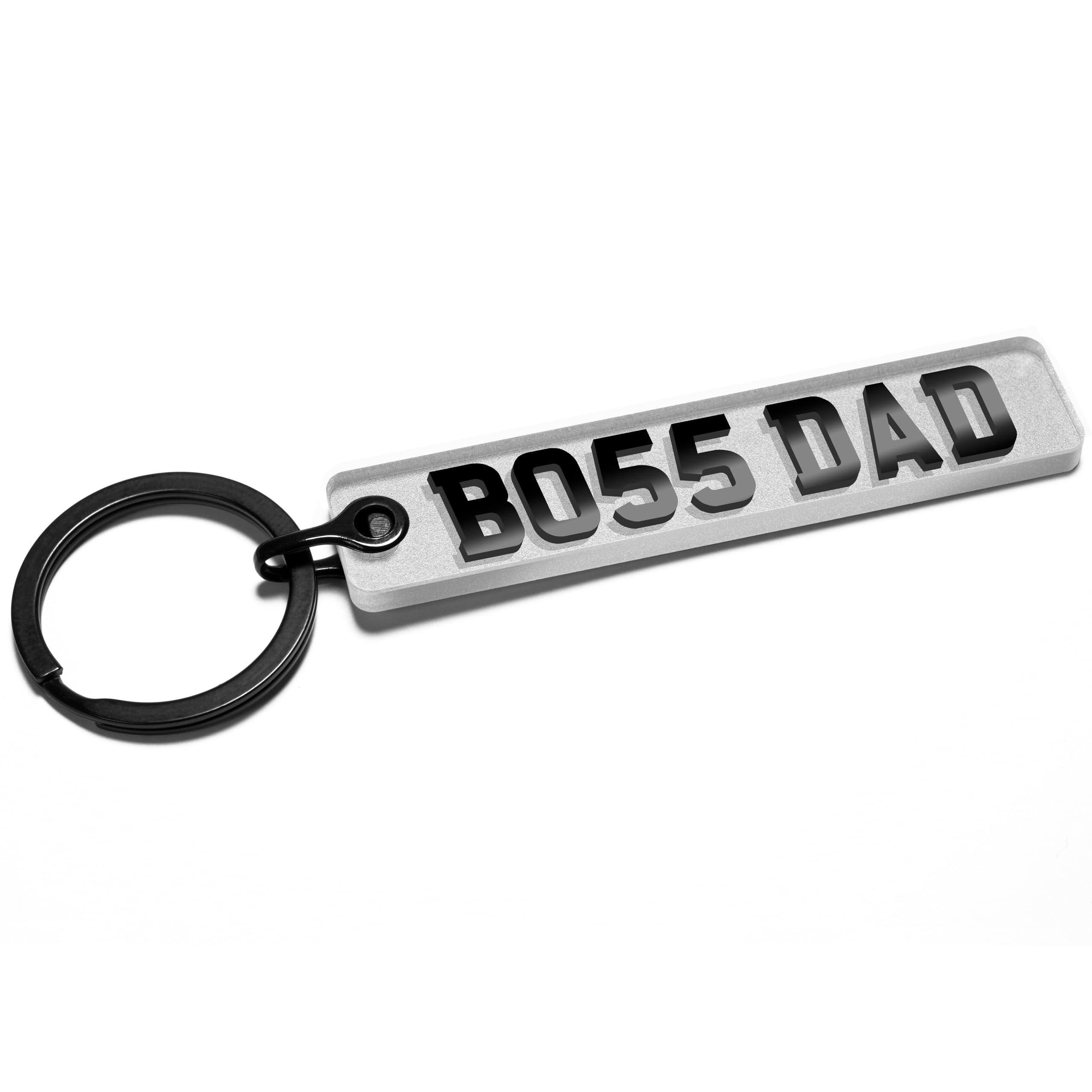 Pixly® Boss Dad Licence Plate Keychain, Mini UK Number Plate Keyring, Name Key Chain, Car Registration Key Ring, Gift Reg Fob, for Him, Father's Day, Father