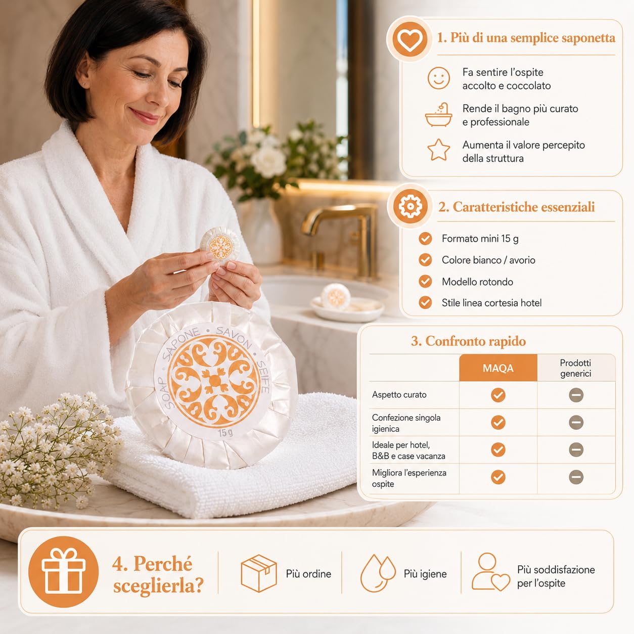 Saponette monouso hotel 15 gr linea cortesia per albergo B&B